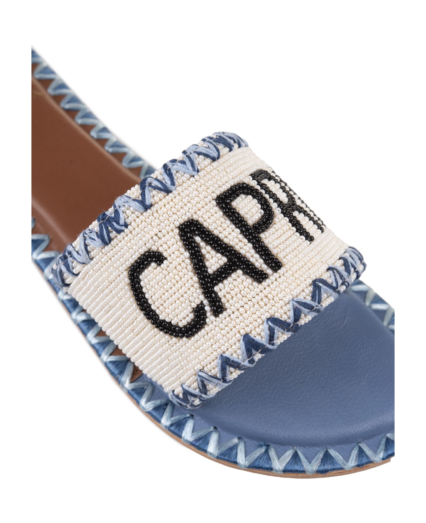 De Siena Capri Low Sandals In Deep Blue-off White - Blue