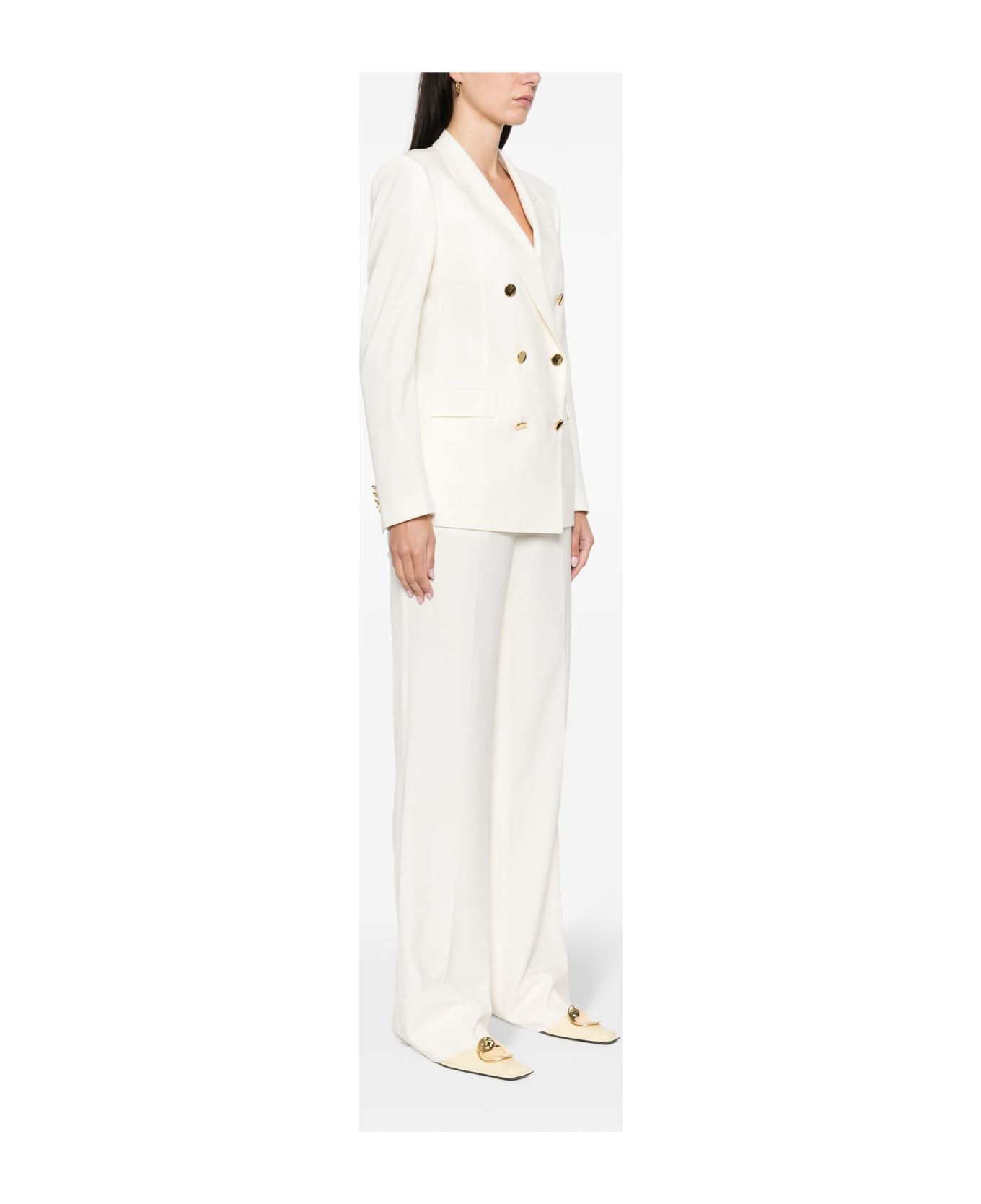Tagliatore Ivory White Double-breasted Suit - White