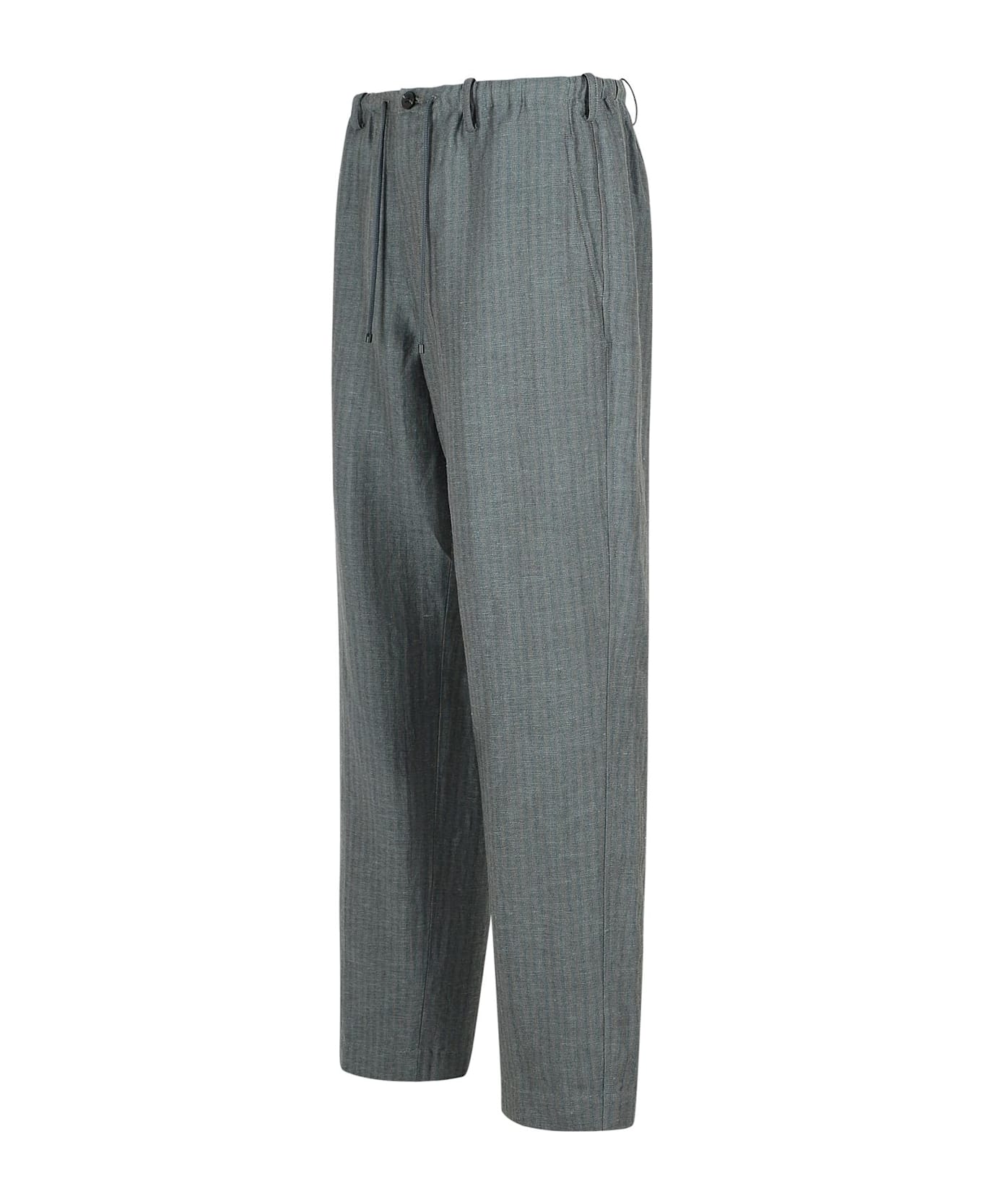 Dries Van Noten 
penny
 Grey Linen Blend Trousers - Grey