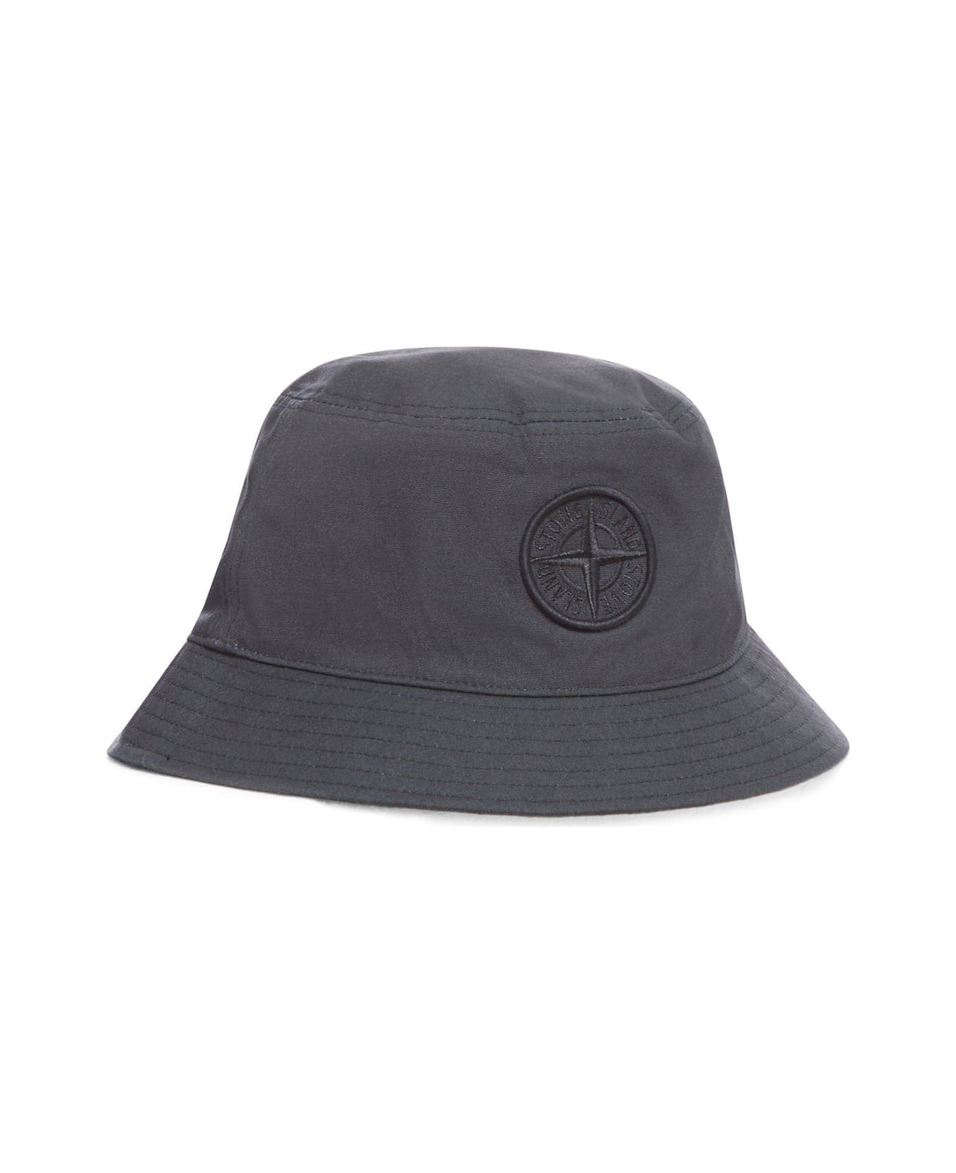 Stone Island Logo-embroidered Bucket Hat - Black