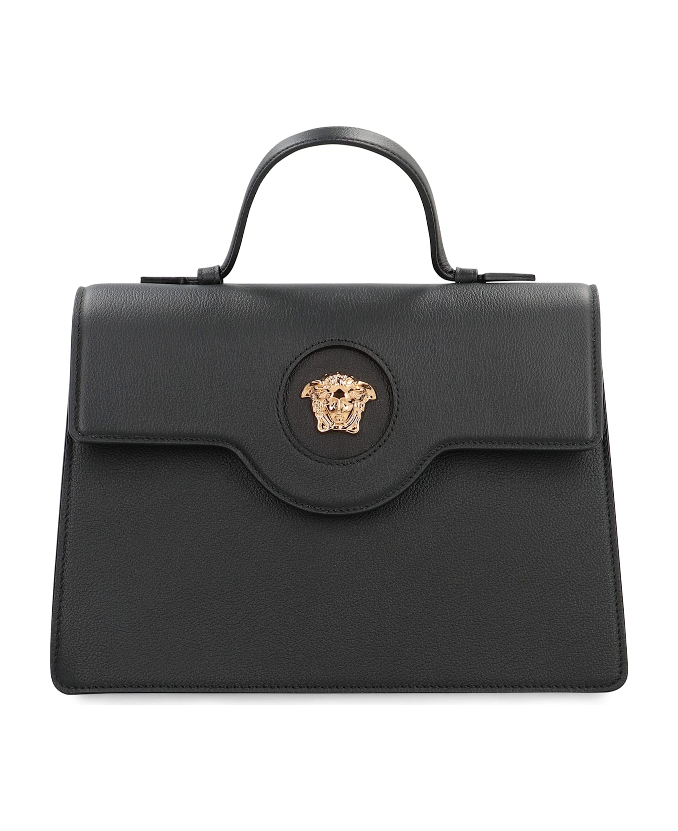 Versace La Medusa Leather Handbag - black