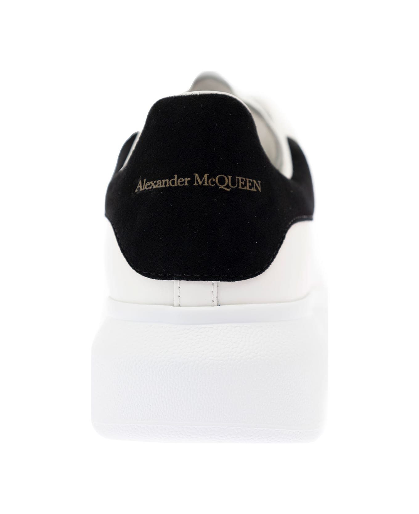 Alexander McQueen Woman's Oversize White Leather Sandals With Back Velvet Heel Tab - White