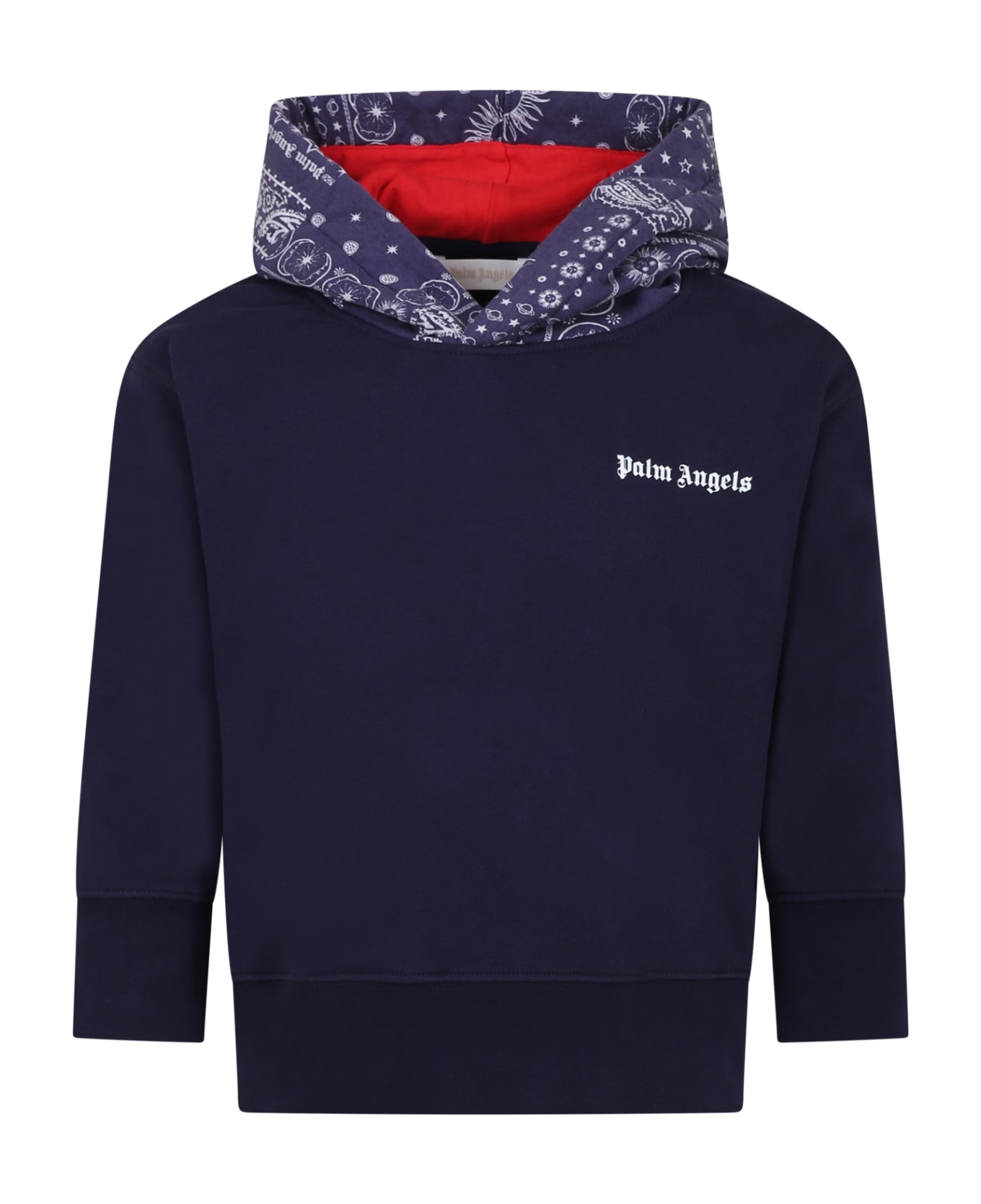 Palm Angels Blu Sweatshirt For Boy With Logo - Black ニットウェア＆スウェットシャツ