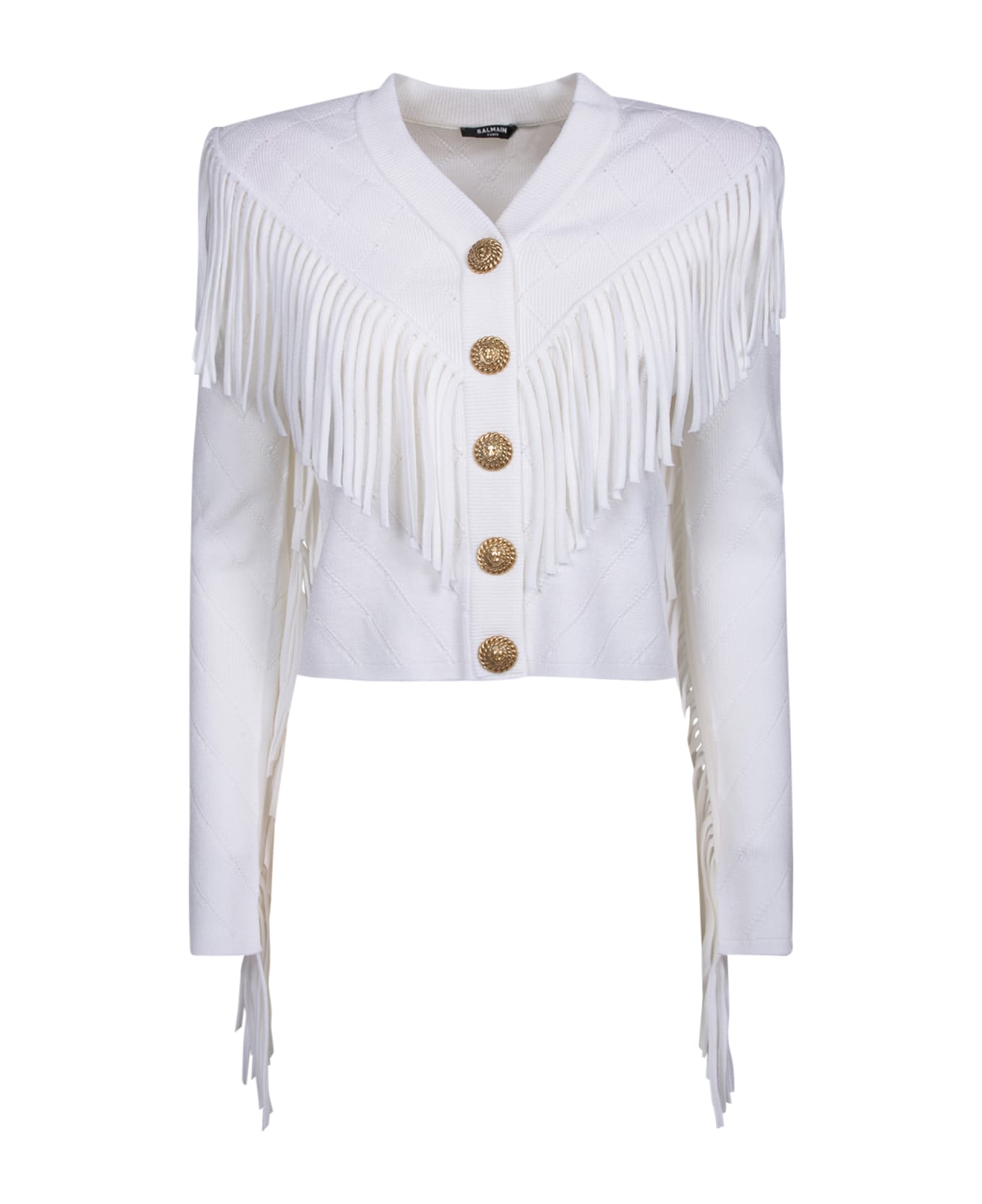Balmain White Fringe Jacket - White