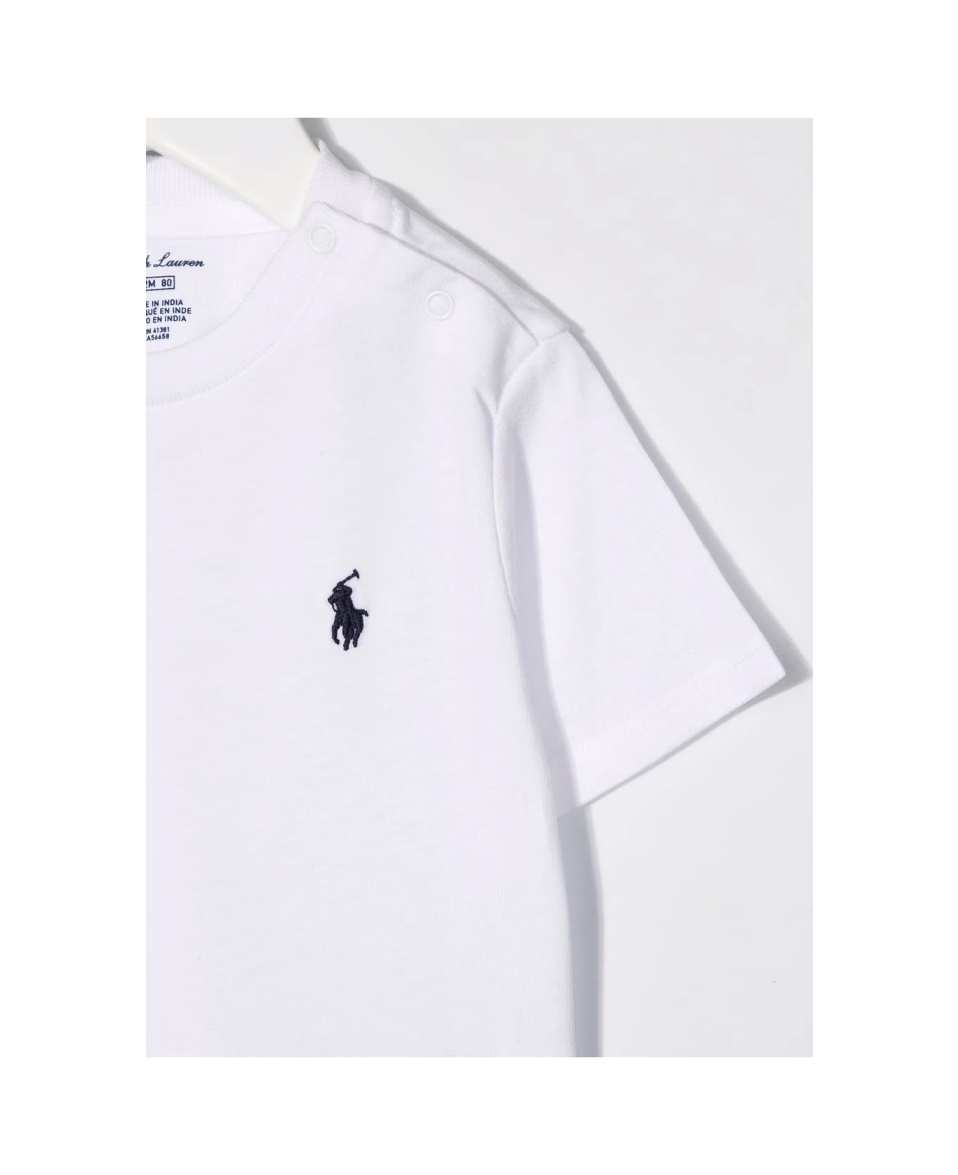 Ralph Lauren White T-shirt With Navy Blue Pony - White Tシャツ＆ポロシャツ