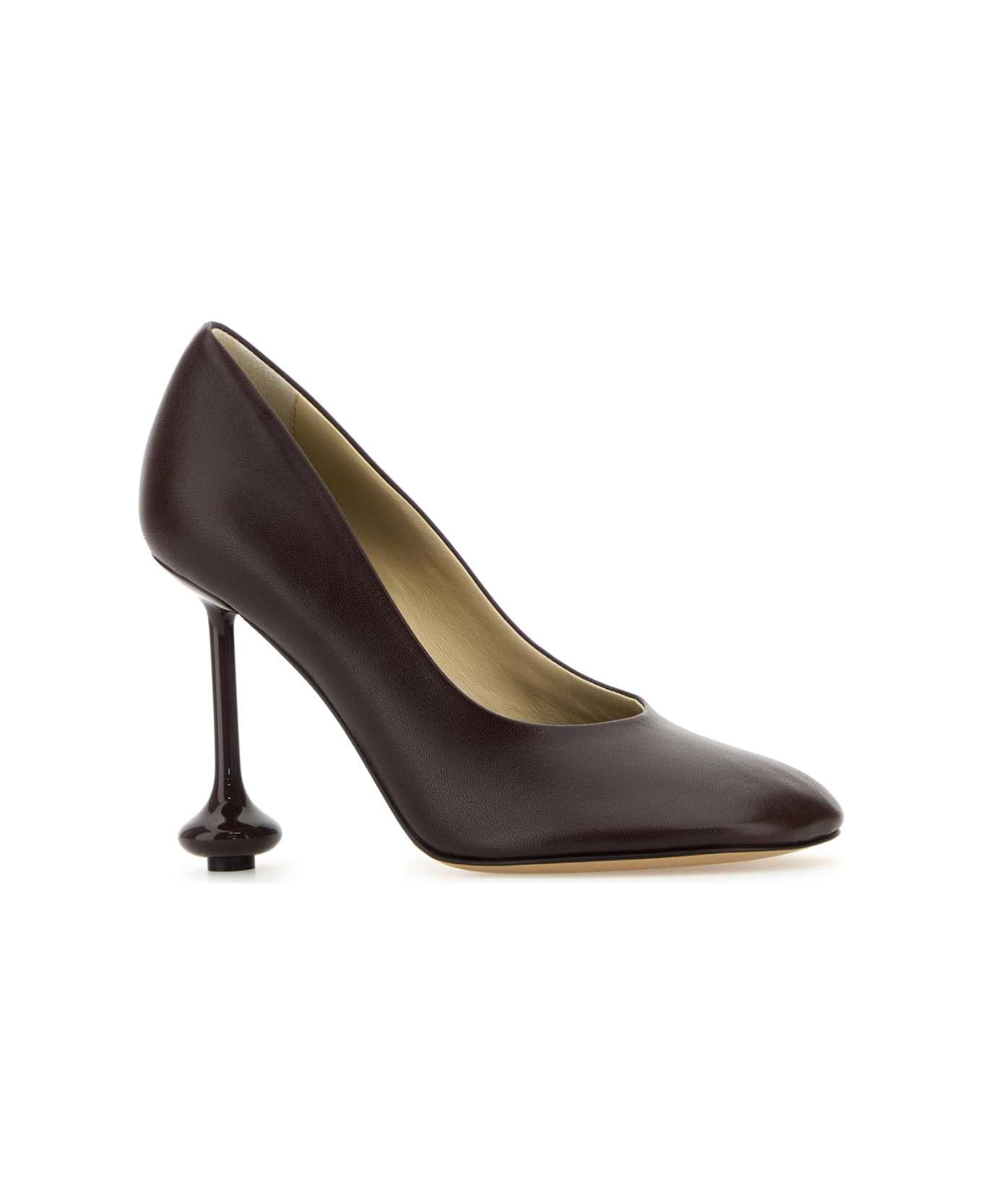 Loewe Burgundy Leather Toy Pumps - BURGUNDY