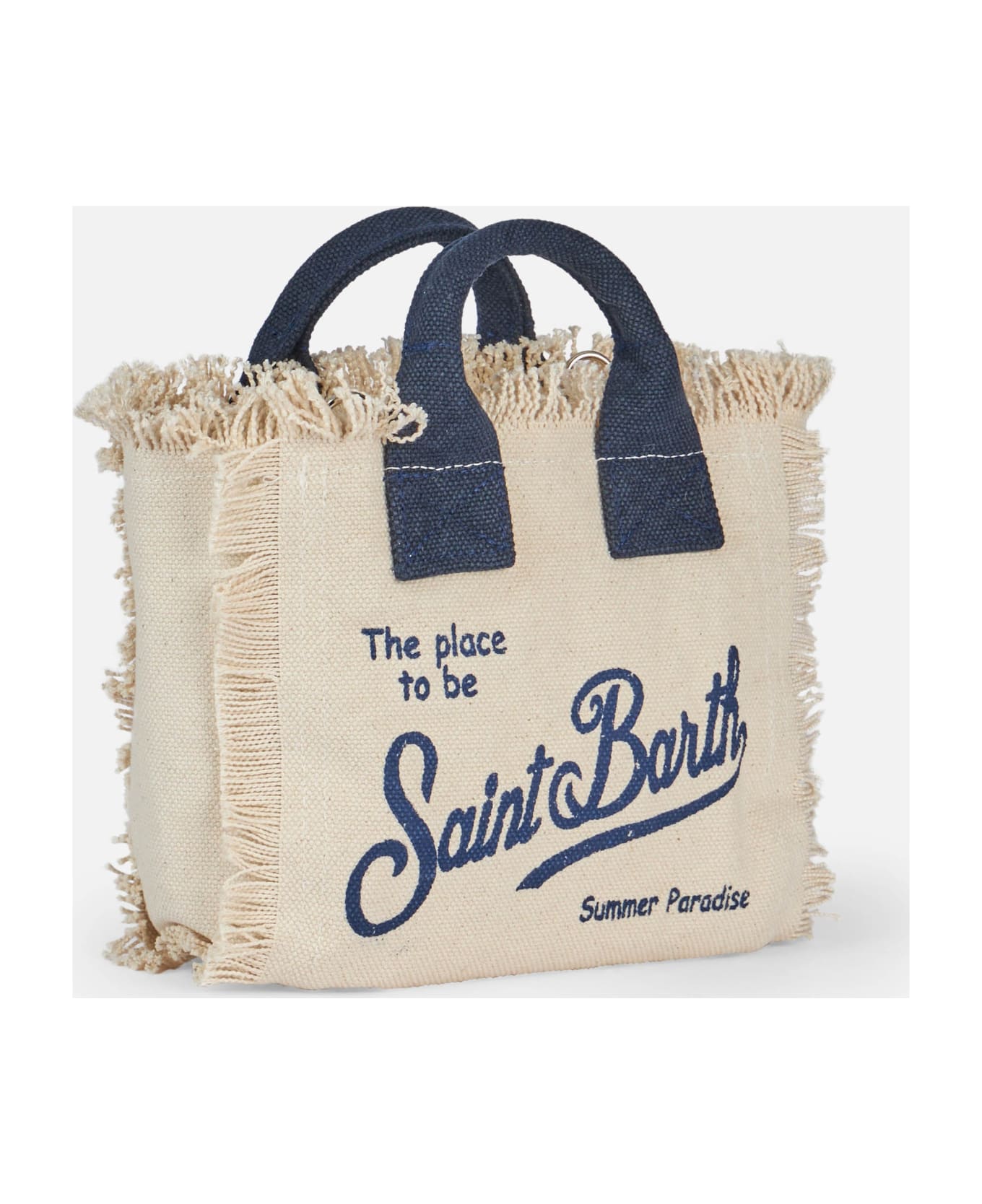 MC2 Saint Barth Natural Cotton Canvas Mini Vanity Bag - WHITE