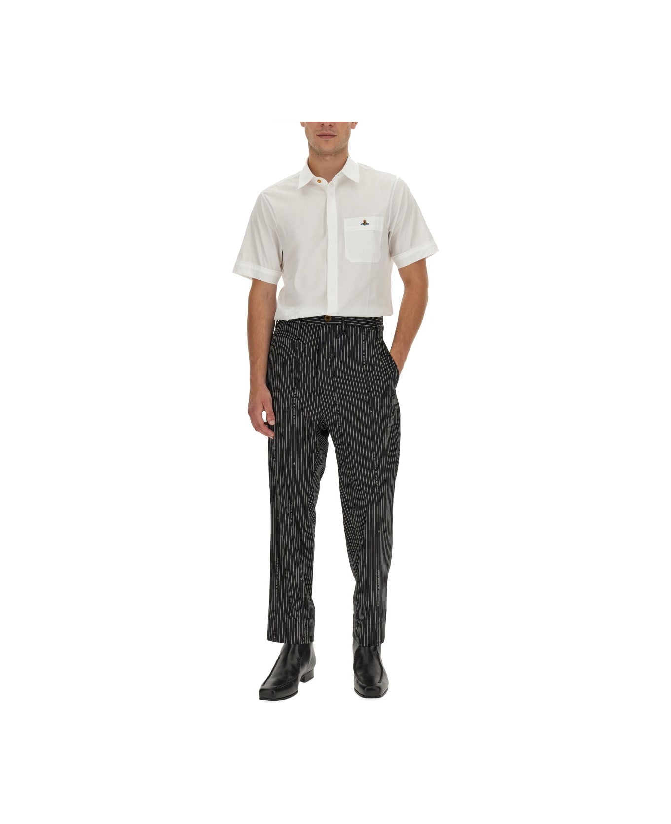 Vivienne Westwood Shirt With Orb Embroidery - WHITE