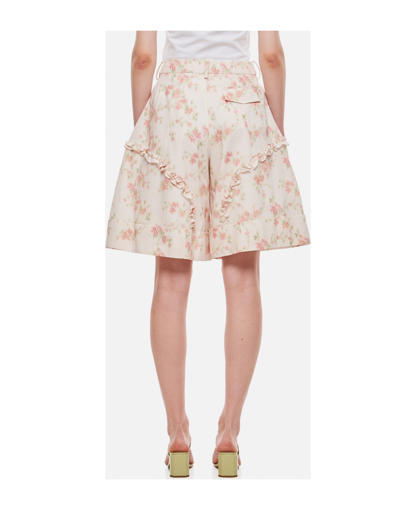 Simone Rocha Wide Leg Shorts With Frill Detail - Pink ボトムス