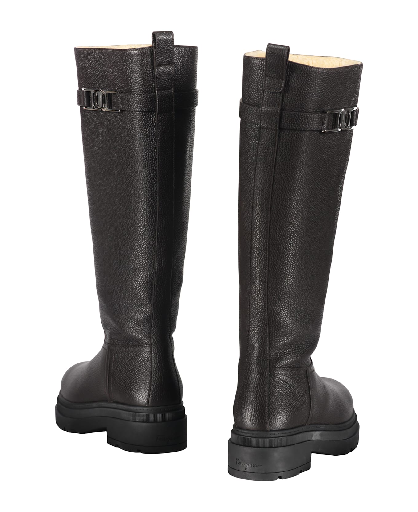 Ferragamo Leather Boots - black