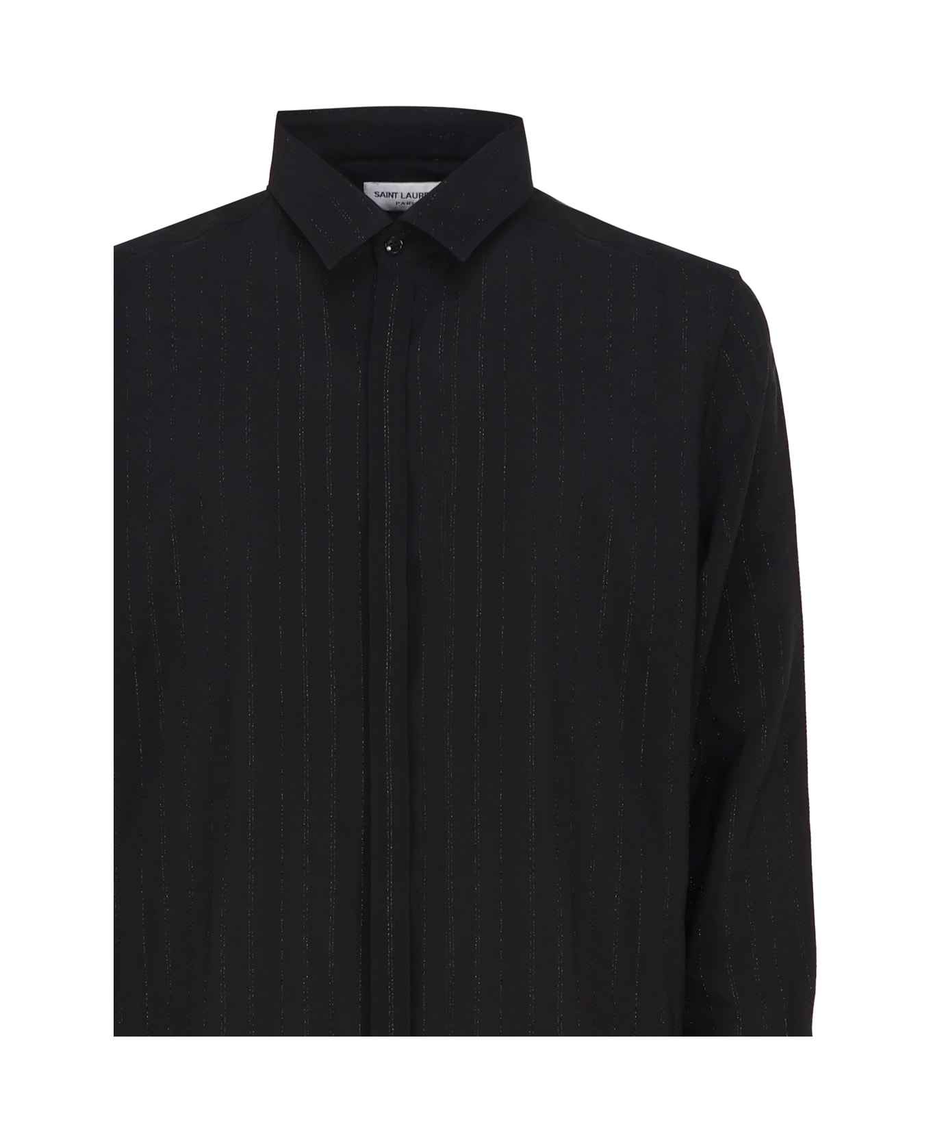 Saint Laurent Shirt With Buttons And Pointed Collar - Black