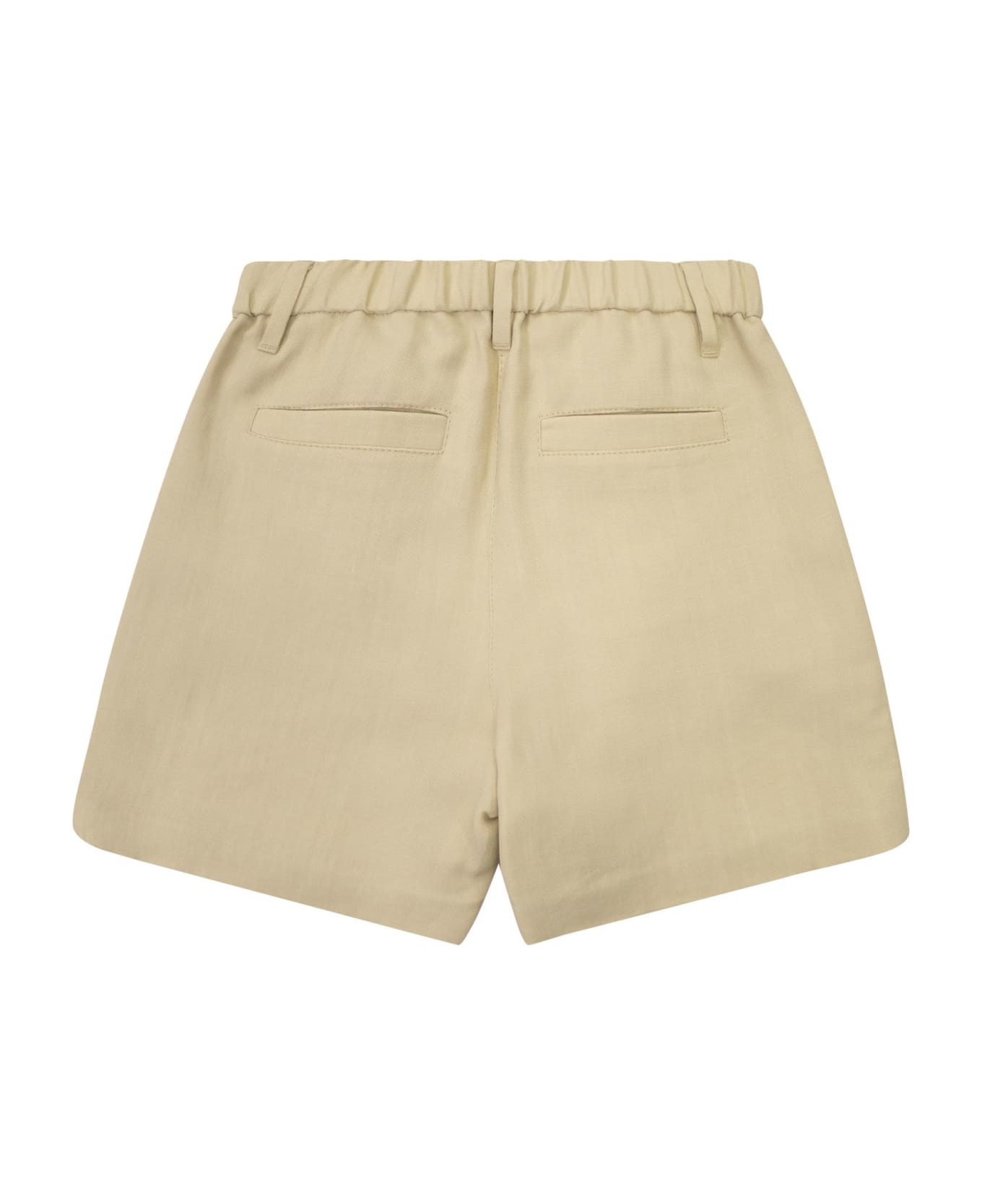 Brunello Cucinelli Viscose And Linen Shorts With Necklace - Butter