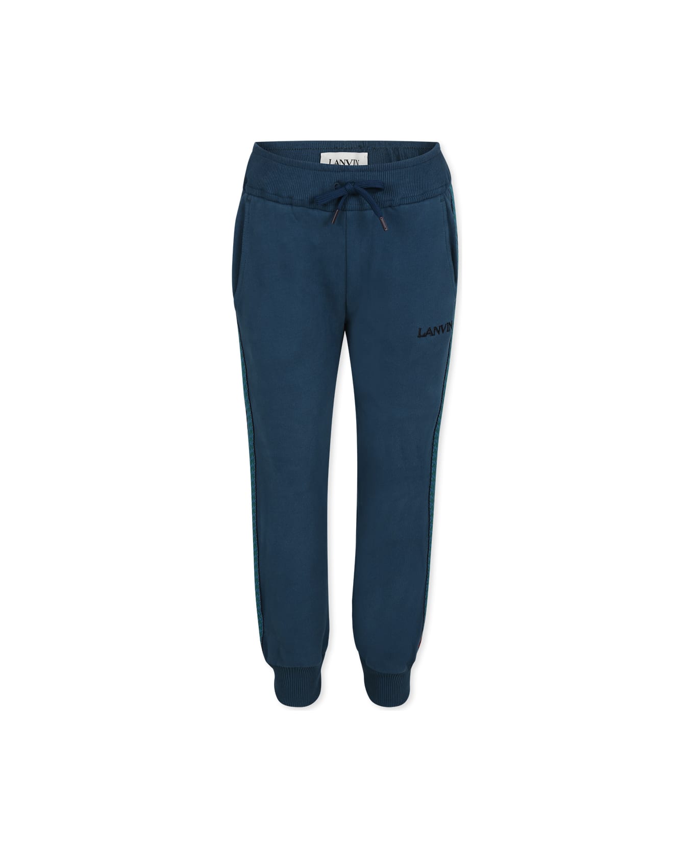 Lanvin Blue Trousers For Boy With Logo - Blue