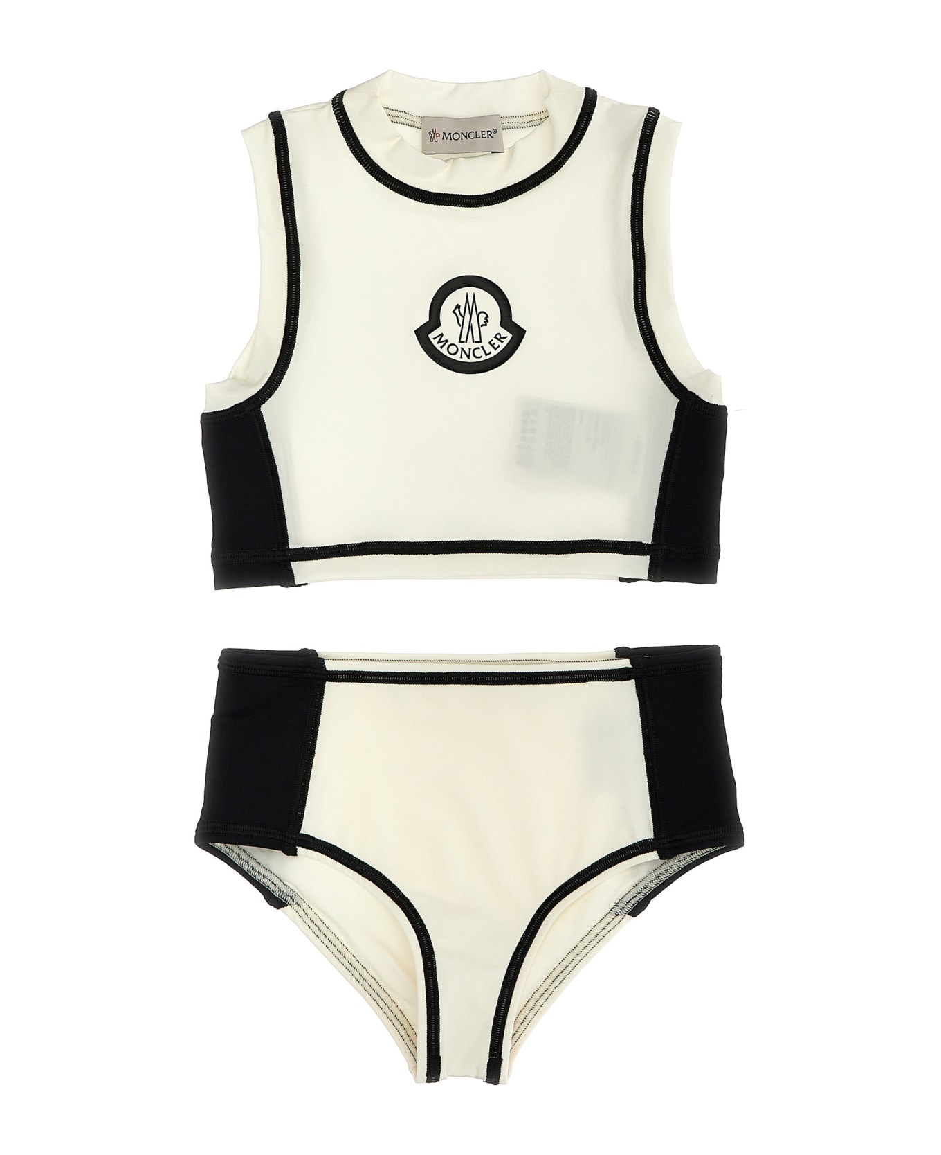 Moncler Logo Print Bikini Set - White/Black 水着