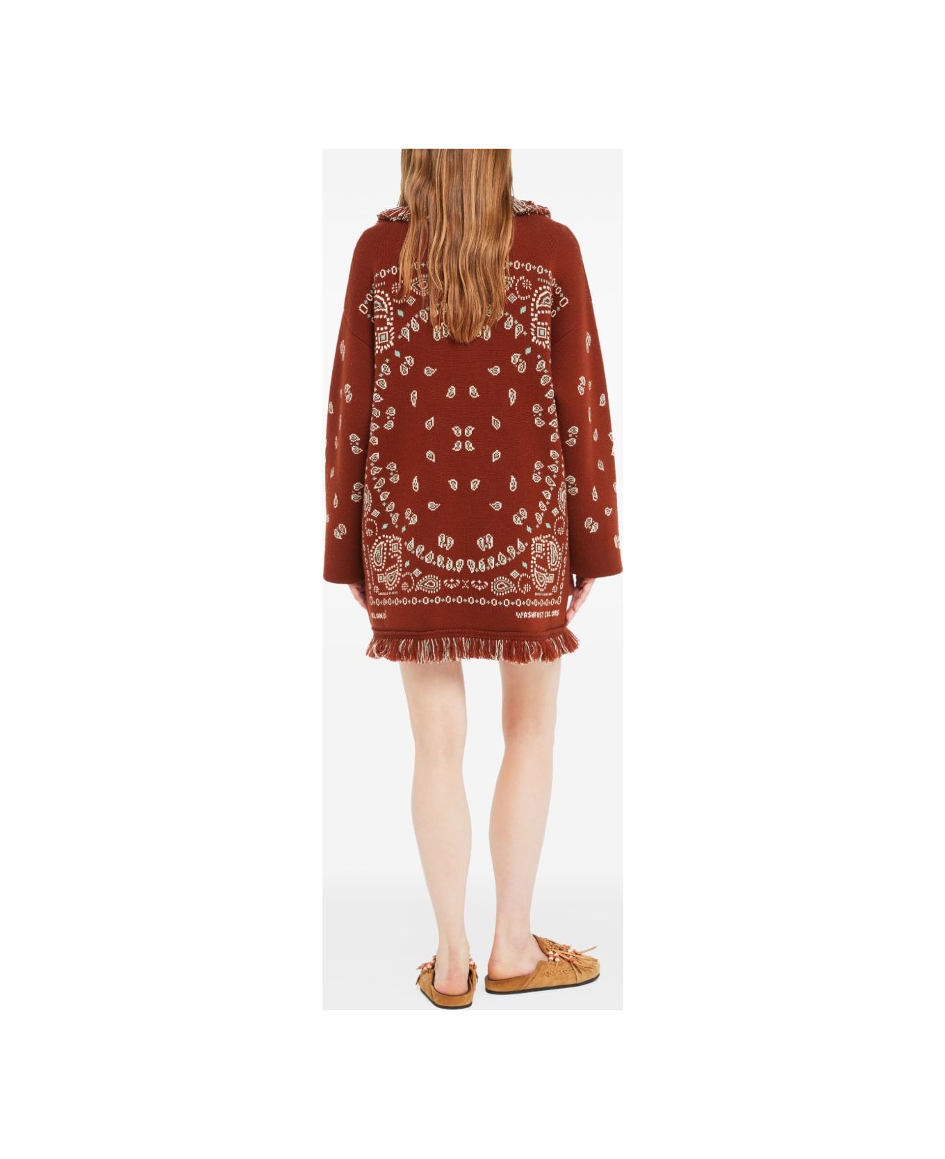 Alanui Bandana Jacquard Cashmere Cardigan - Red