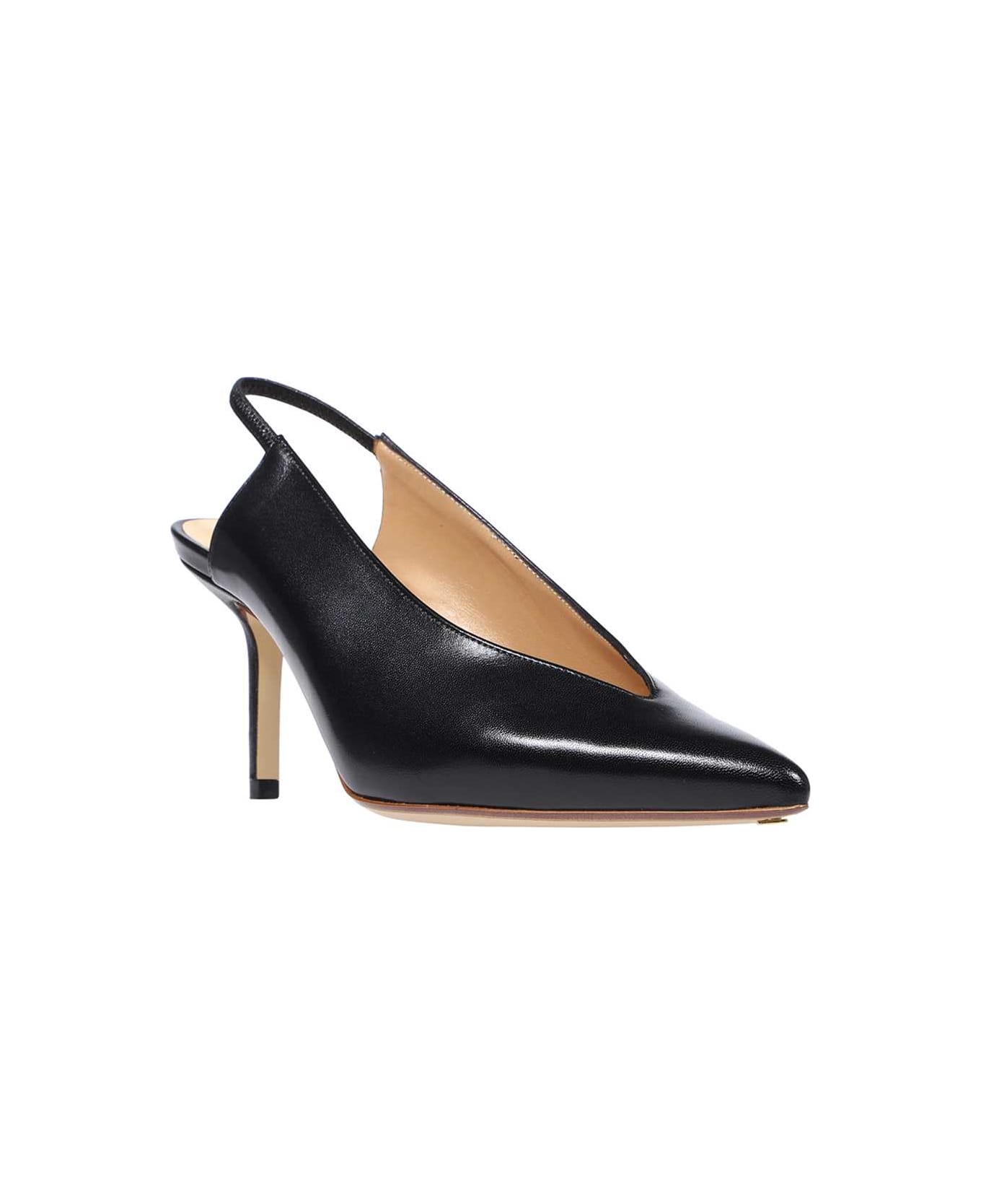 Francesco Russo Leather Slingback Pumps - black