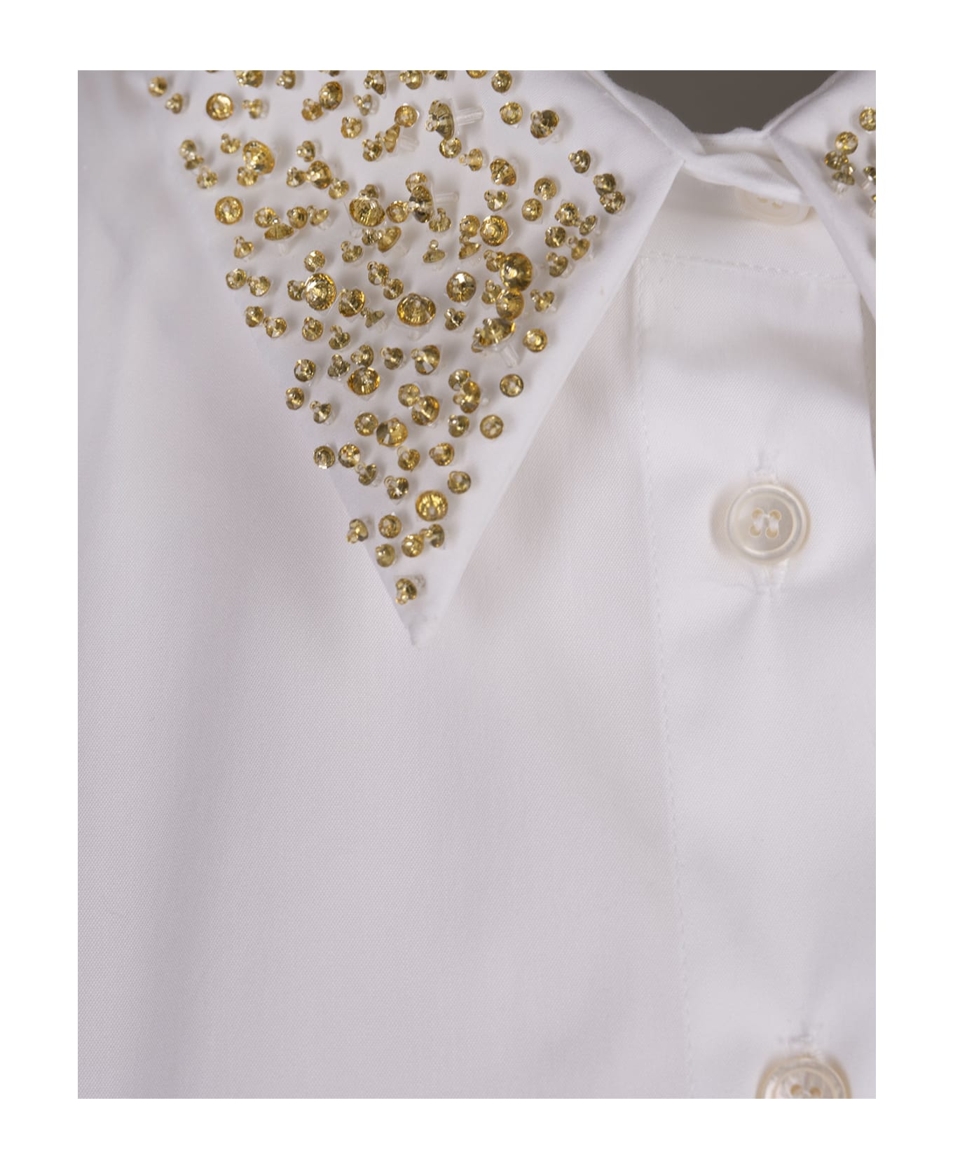 Fabiana Filippi White Sleeveless Shirt With Jewelled Collar - White