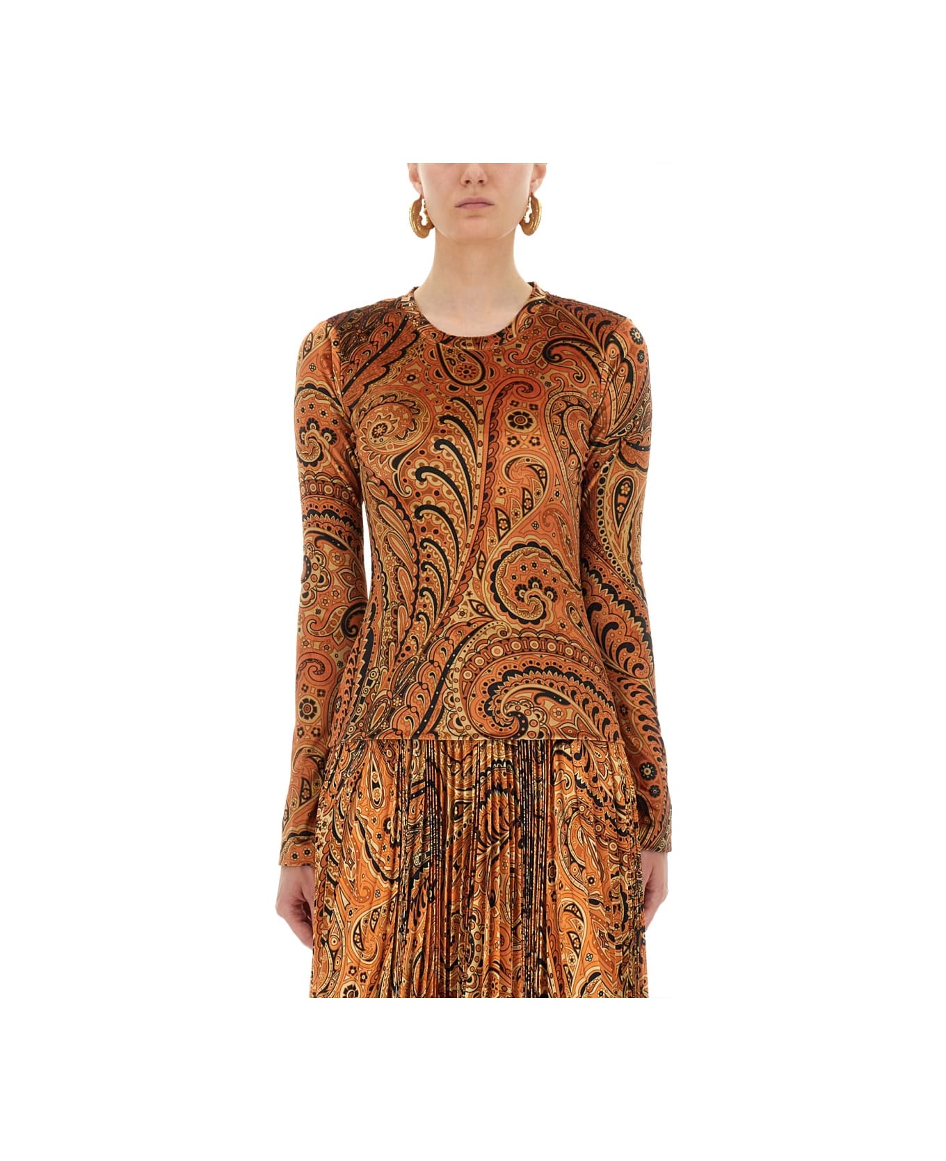 Etro Paisley Print Top - ORANGE