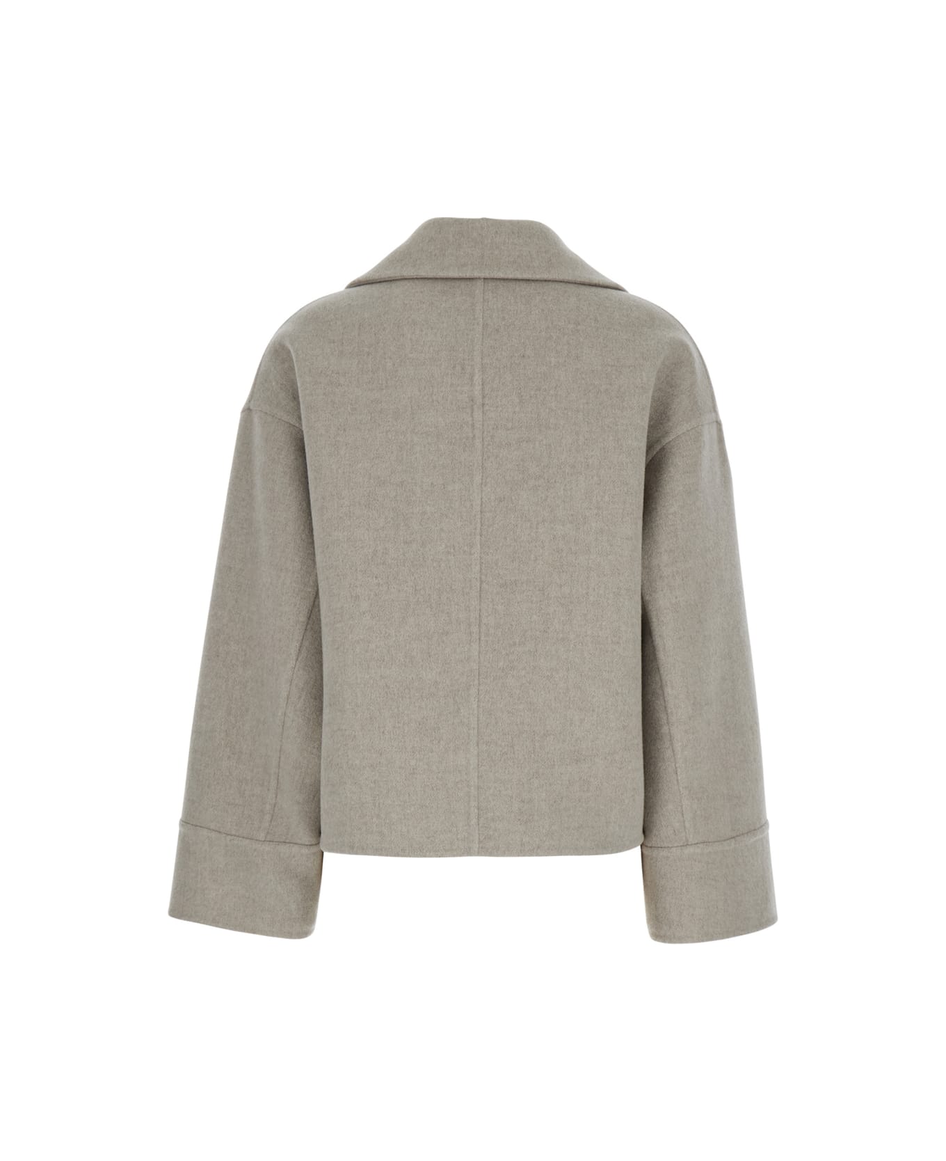 Brunello Cucinelli Beige Double-breasted Short Coat With Wide Revers In Wool And Cashmere Woman - Beige