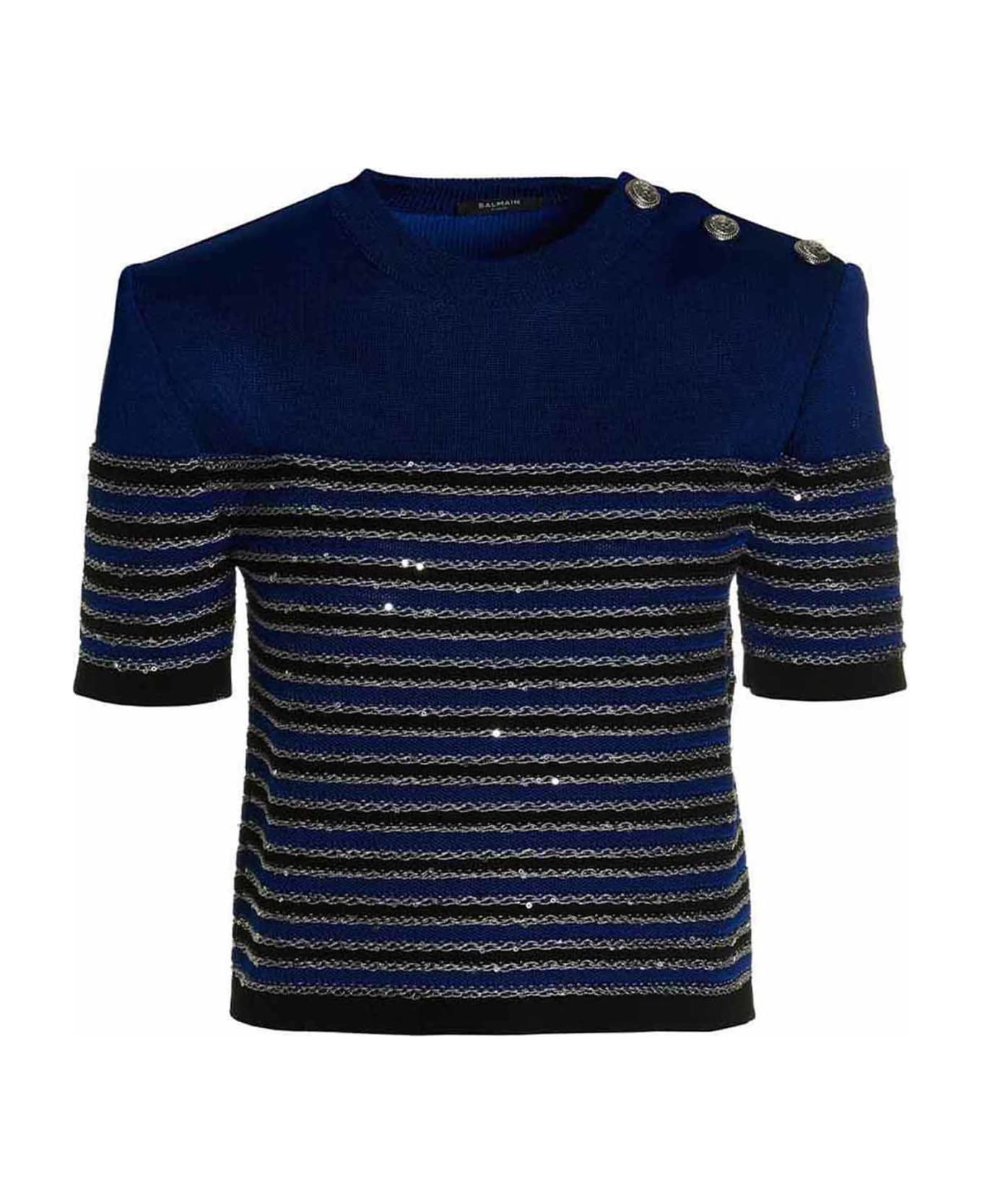 Balmain Striped Knit Top - Blue