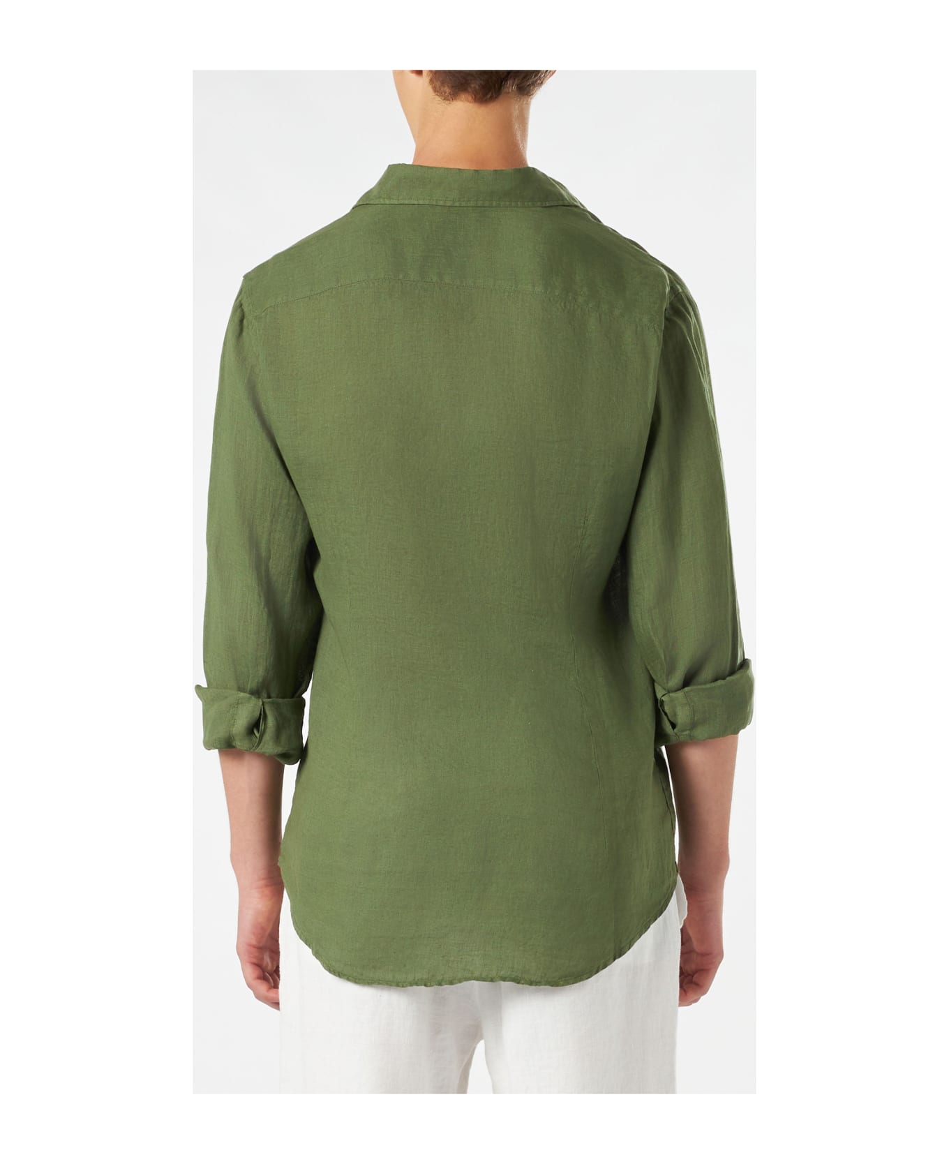 MC2 Saint Barth Man Linen Military Green Shirt - GREEN