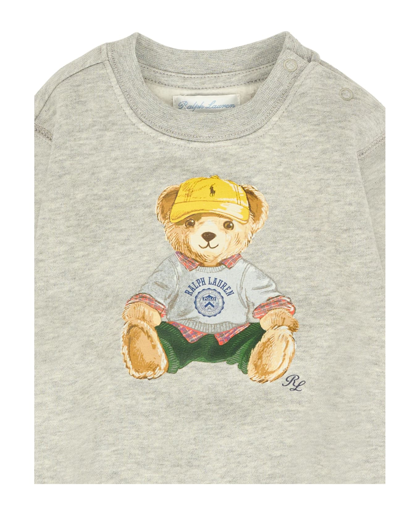 Ralph Lauren Grey Sweatshirt For Baby Boy With Logo - Grey