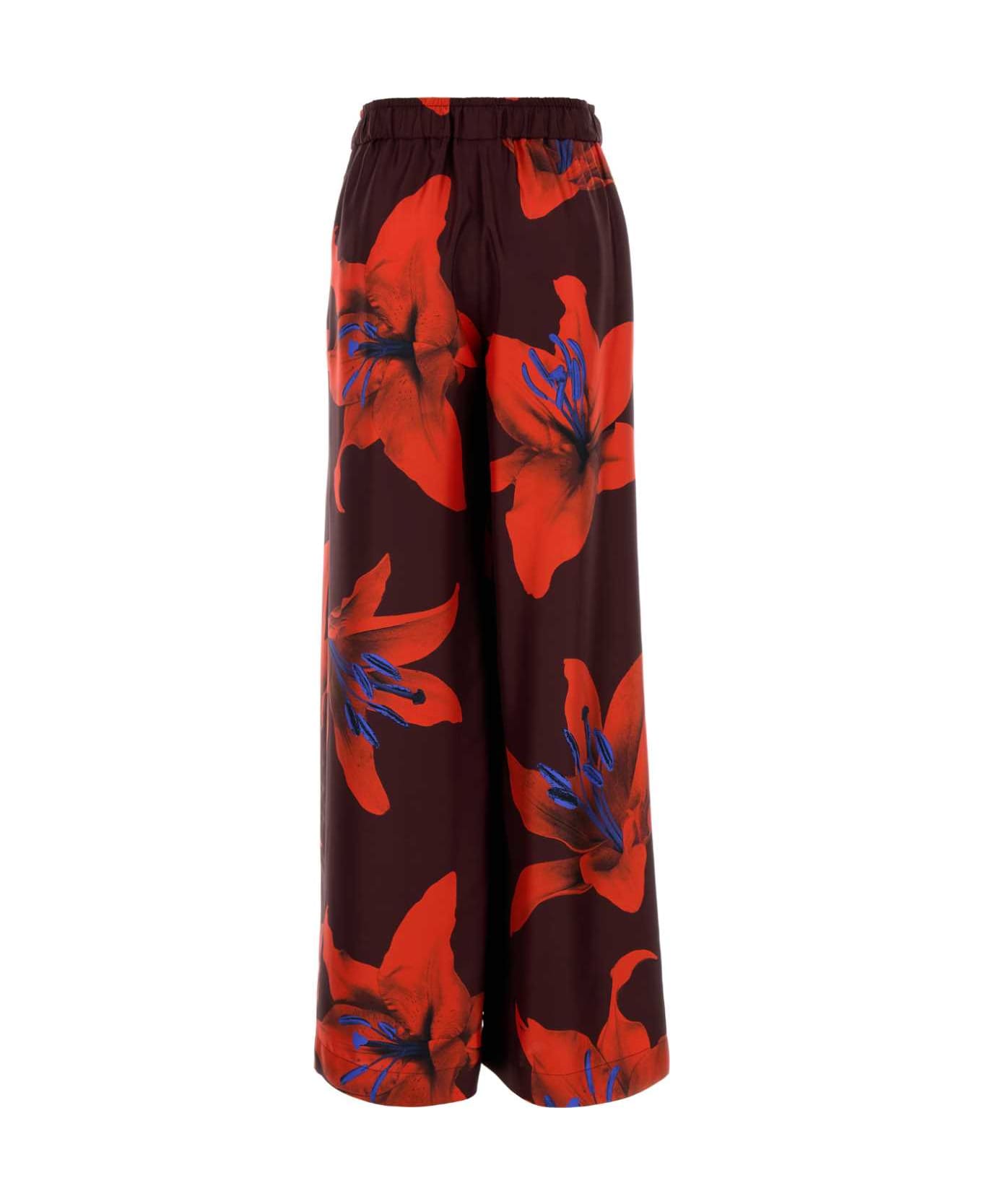Alexander McQueen Printed Satin Wide-leg Pant - BURGUNDY-FIRERED