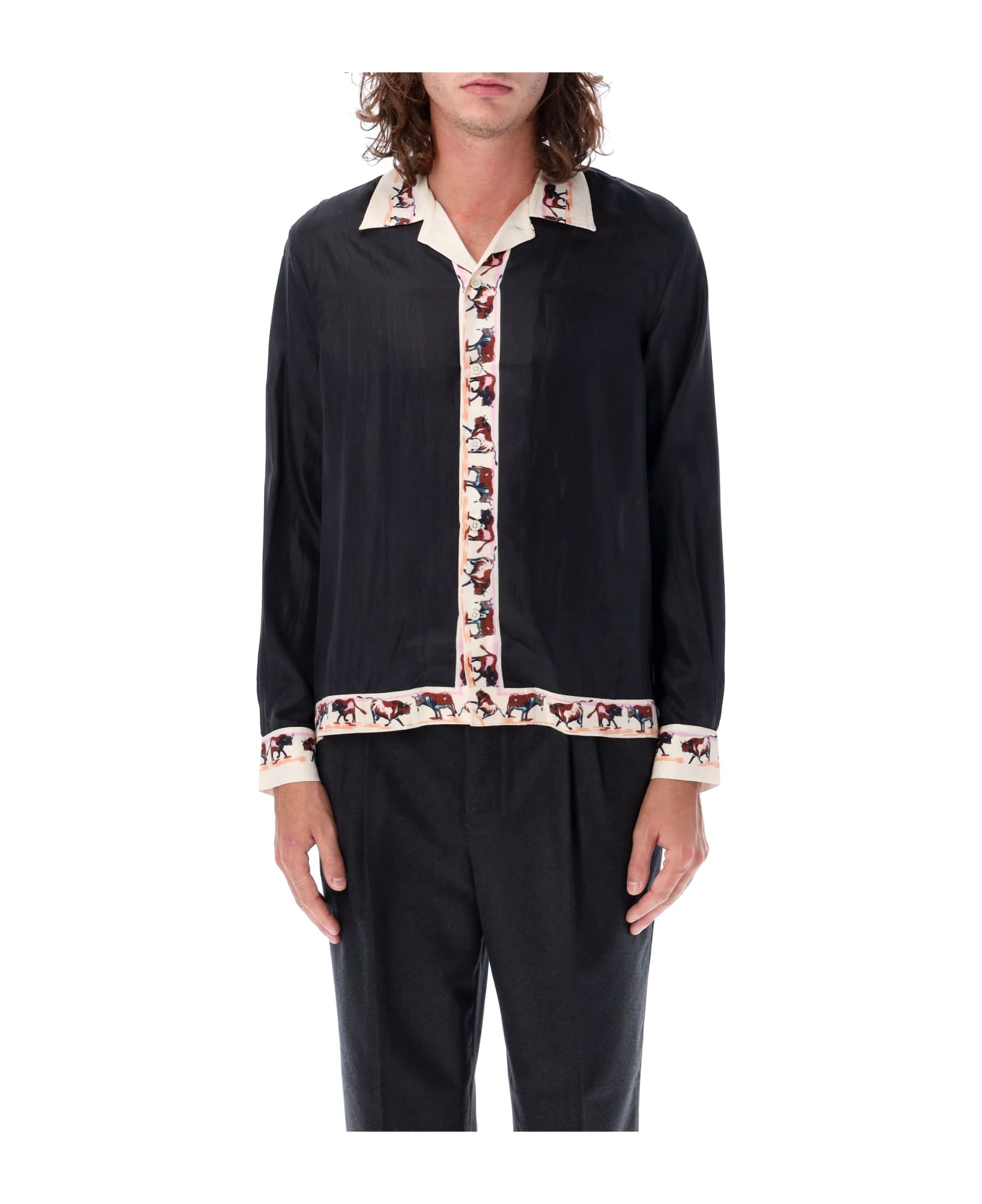 Bode Taureau Long Sleeve Shirt - BLACK シャツ