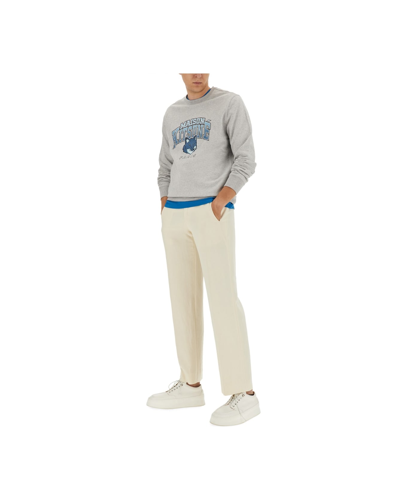 Maison Kitsuné Sweatshirt With Logo Print - GREY フリース