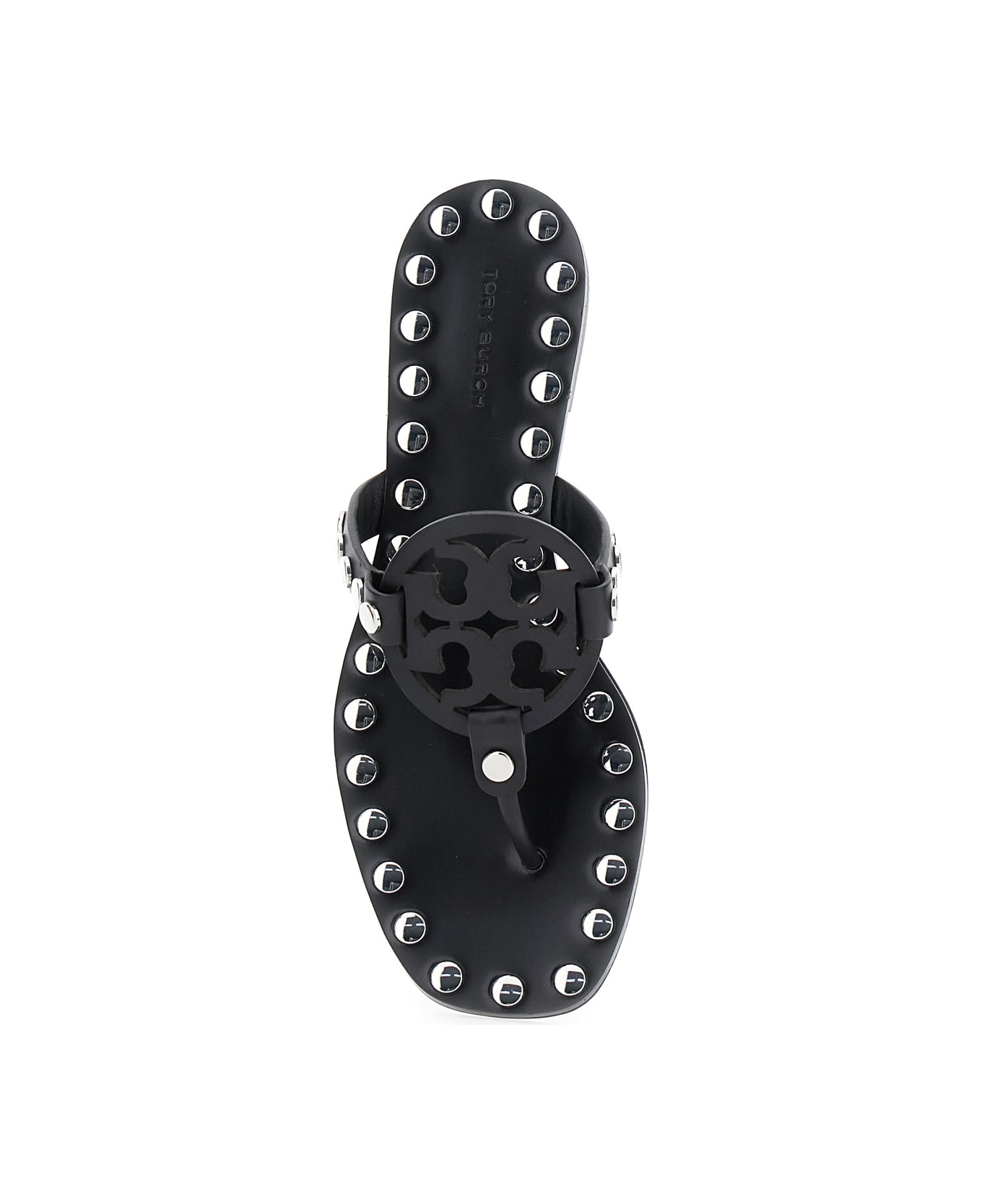 Tory Burch Black Thong Sandals With Logo On The Front And Stud Embellishments In Leather Woman - Black