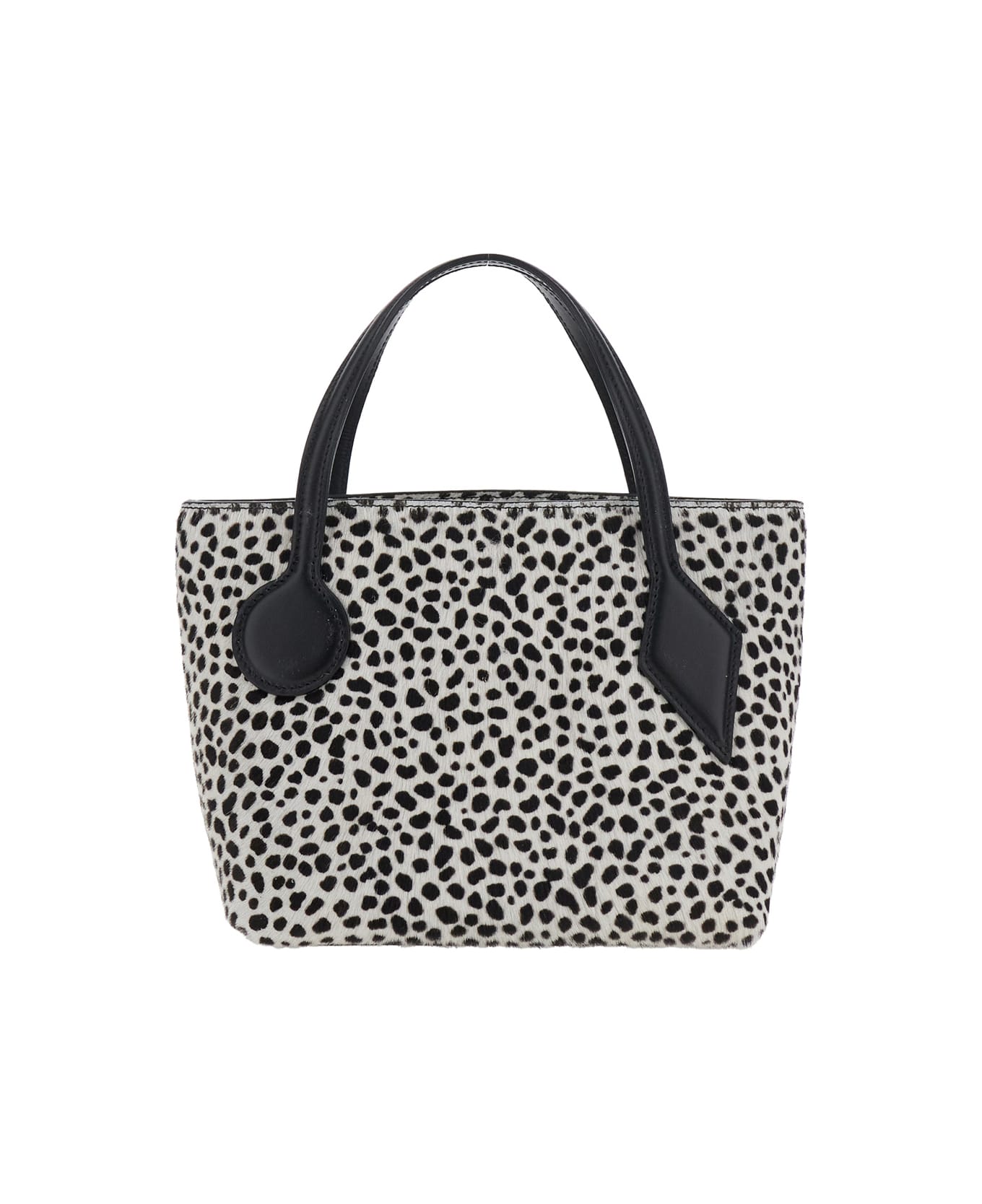 Little Liffner 'sprout' Black And White Shoulder Bag With All-over Animal Motif In Leather Woman - White/black