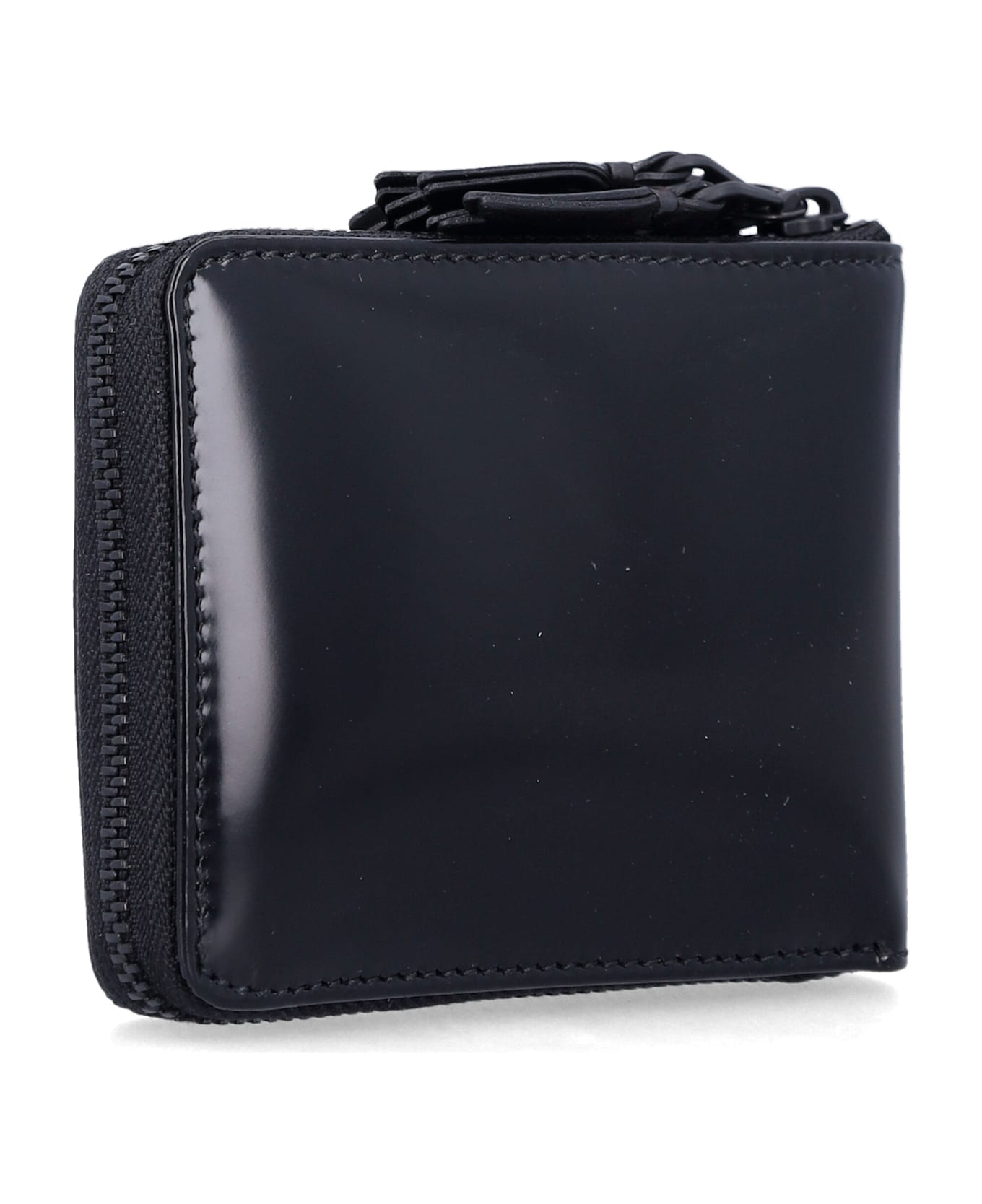 Comme des Garçons Wallet Leather Zipper Medley Wallet - BLACK