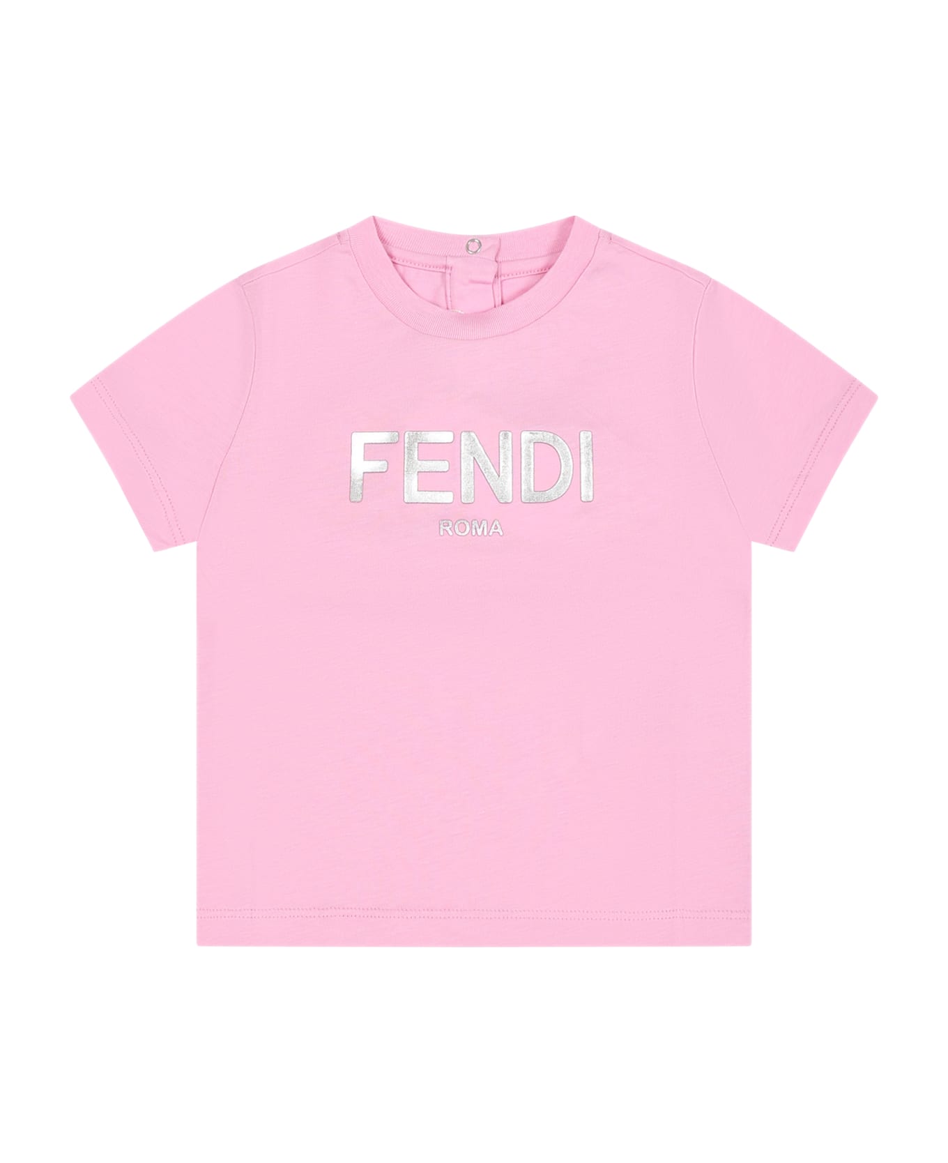 Fendi Pink T-shirt For Baby Girl With Logo - Pink Tシャツ＆ポロシャツ