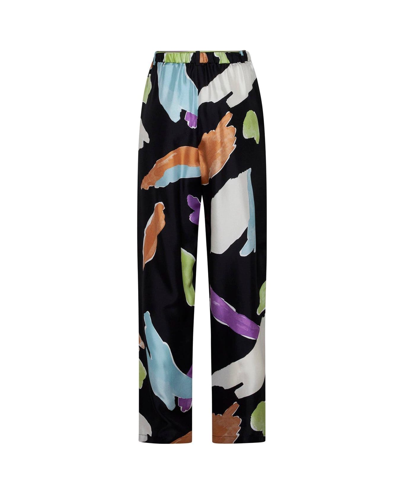 Alysi Drawstring All-over Patterned Trousers - Black