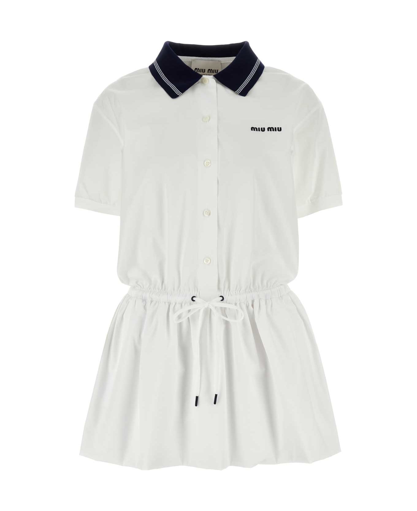 Miu Miu White Cotton Polo Dress - BIANCO ワンピース＆ドレス