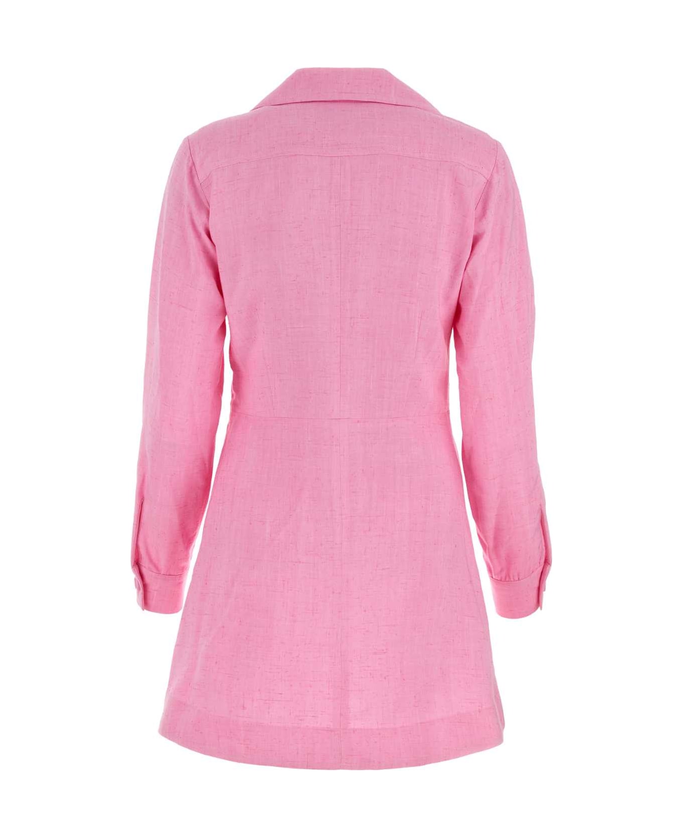 Ami Alexandre Mattiussi Melange Pink Stretch Viscose Shirt Dress - 661