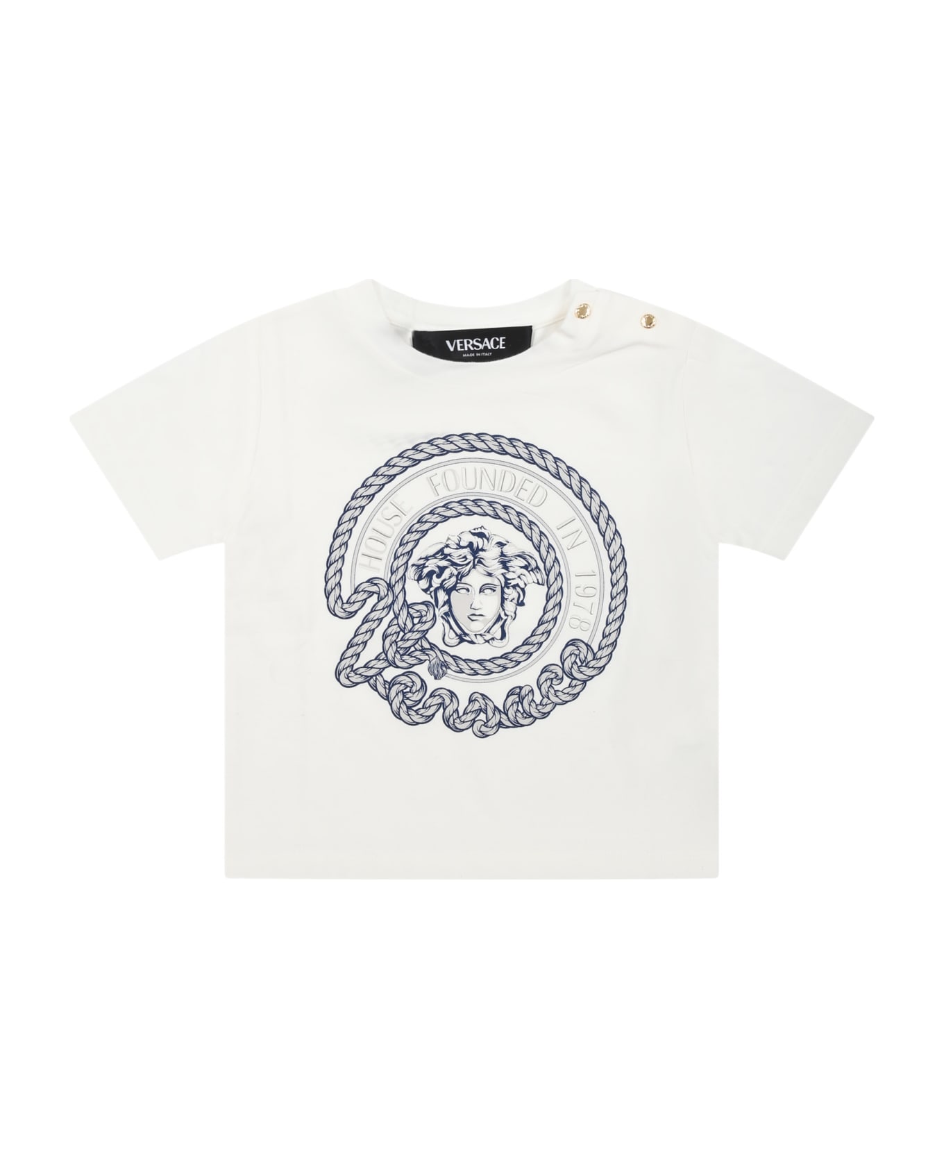 Versace White T-shirt For Baby Boy With Medusa Logo - Bianco