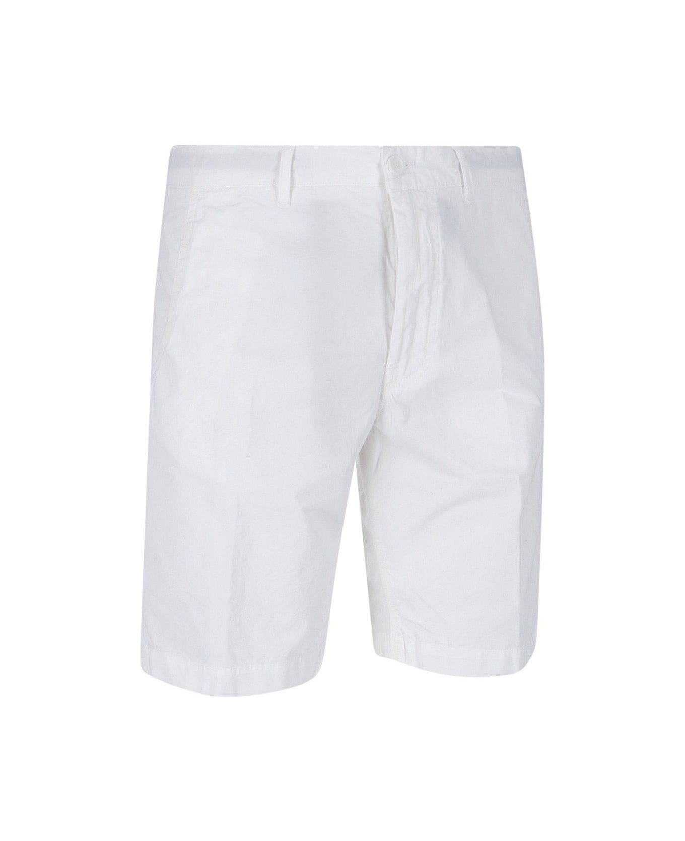 Aspesi Belt-looped Slim-cut Shorts - Bianco