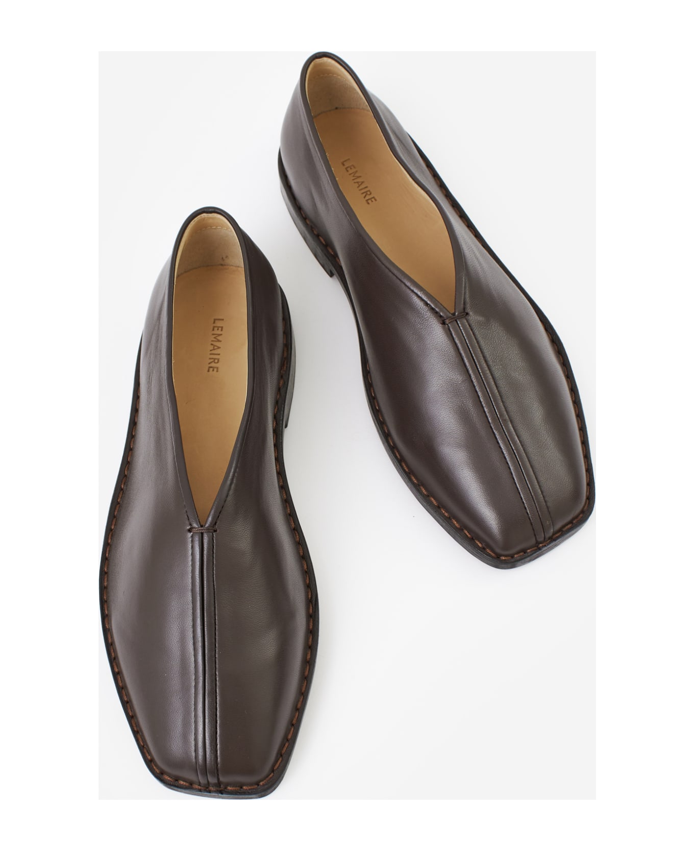 Lemaire Flat Piped Slippers Shoes - brown