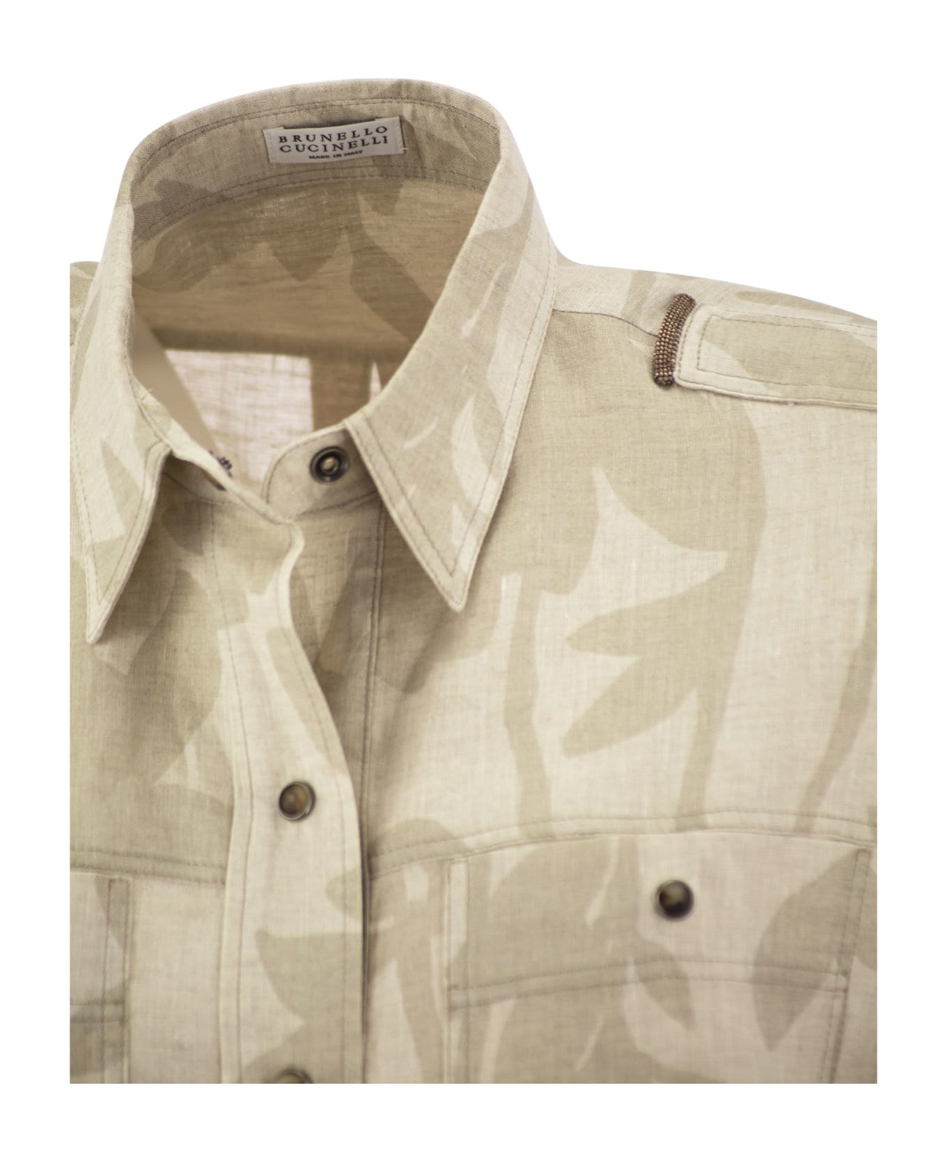 Brunello Cucinelli Ramage Print Linen Shirt - Natural シャツ