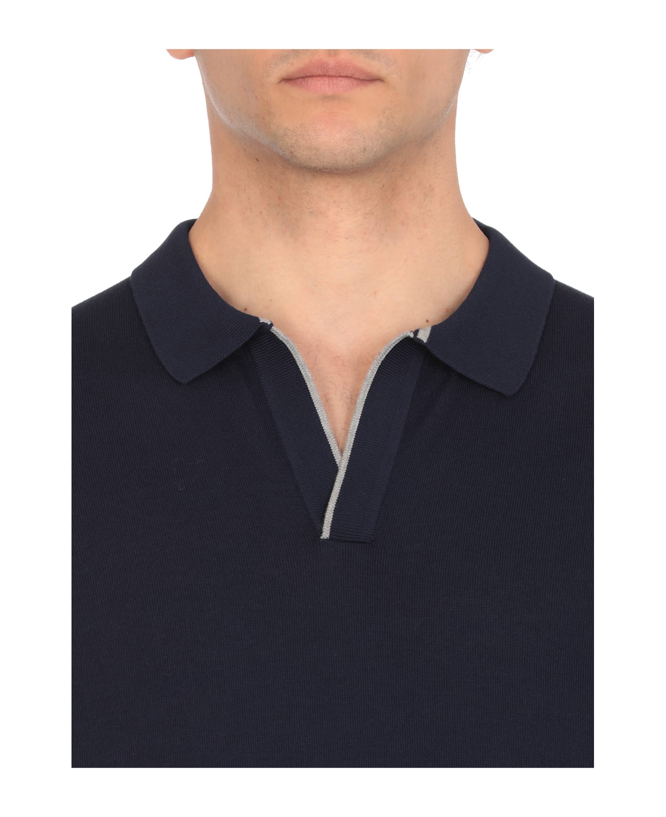 Fay Knitted Polo Shirt - Blue