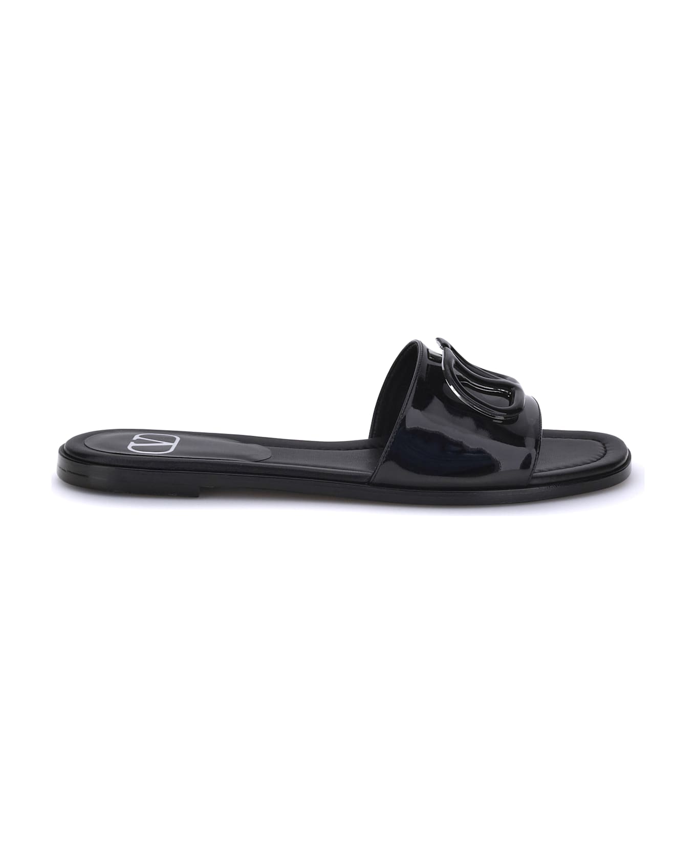 Patent Leathe Vlogo Slide Sandals