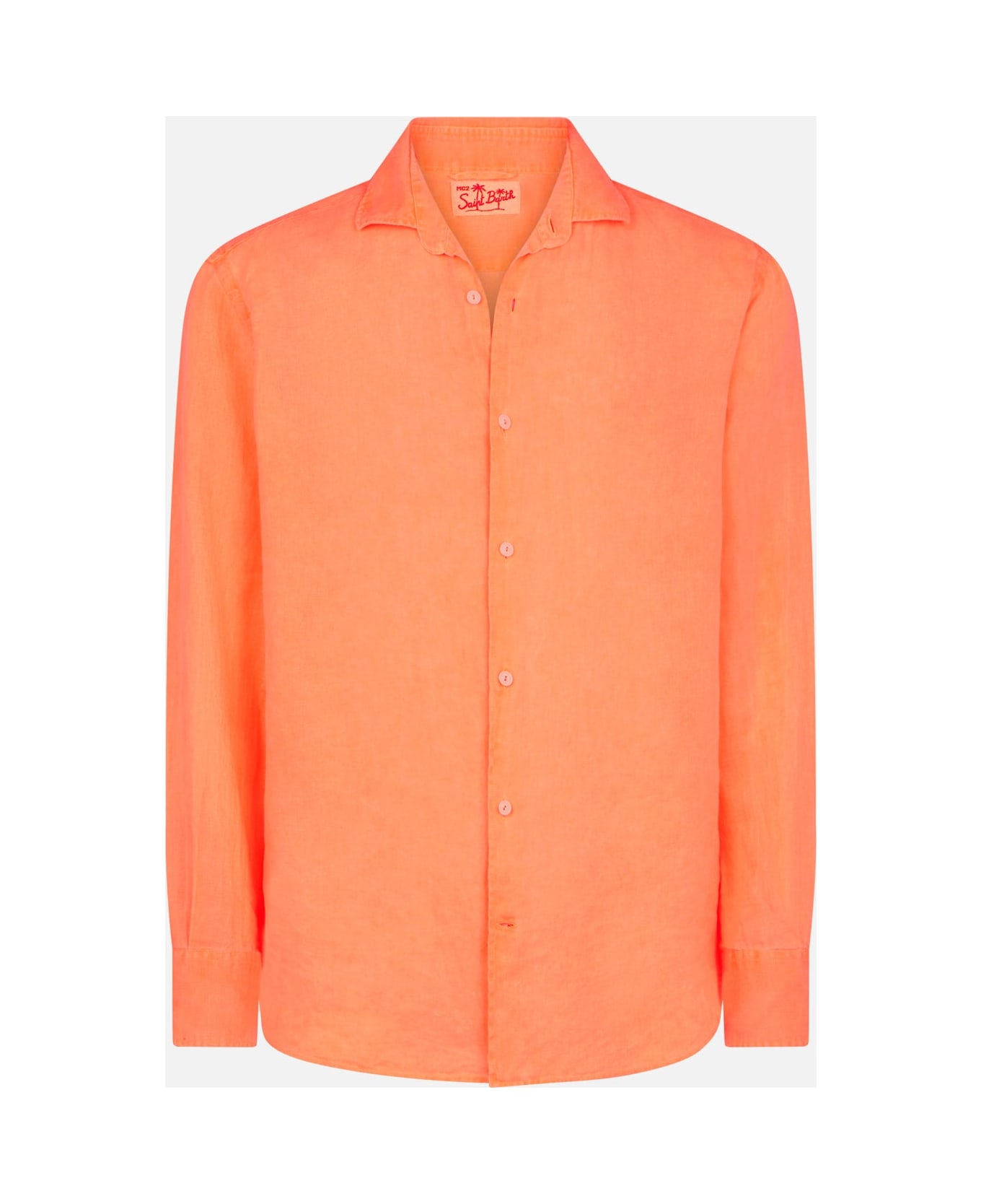 MC2 Saint Barth Man Fluo Orange Linen Pamplona Shirt - ORANGE