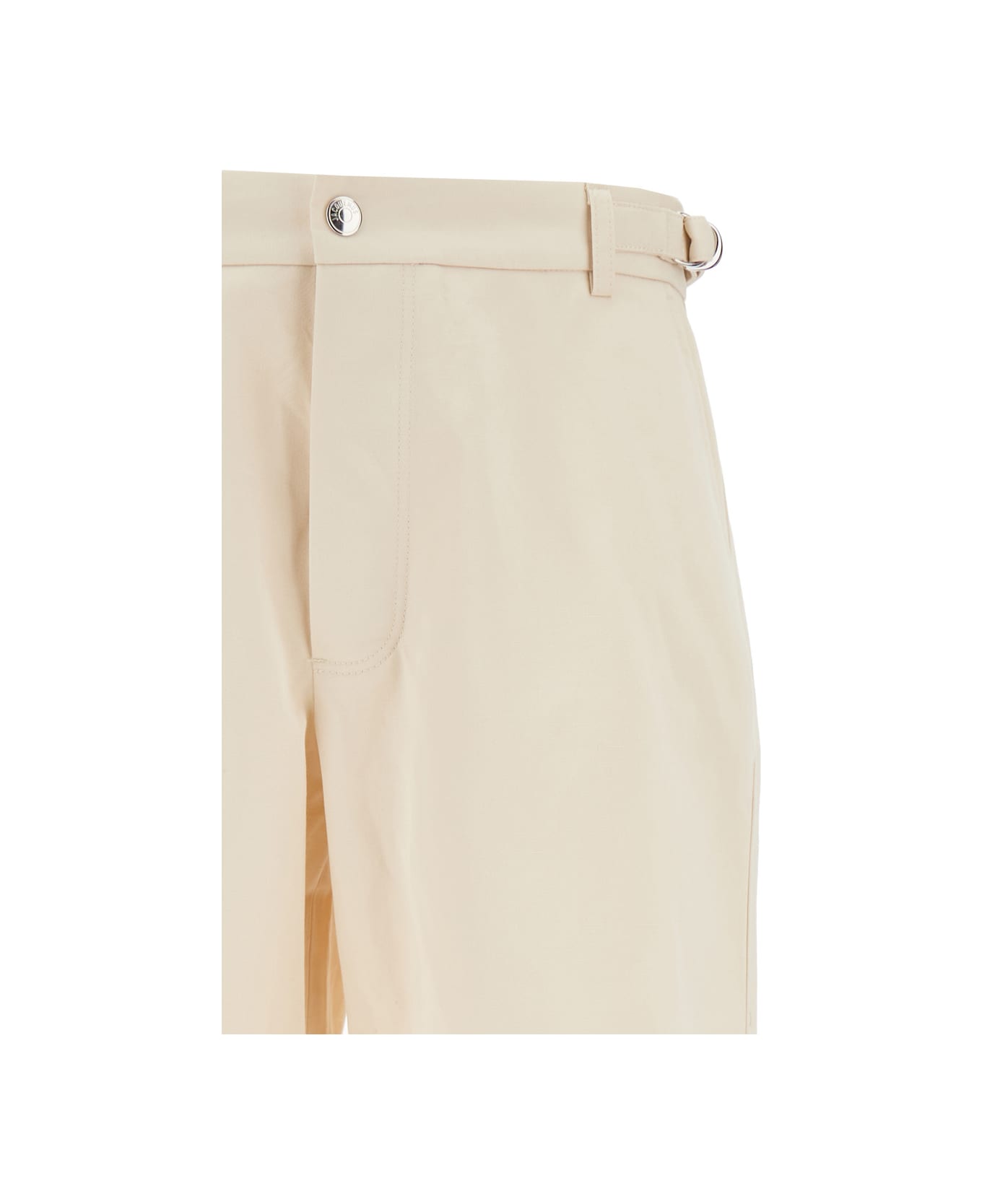 Jacquemus 'le Pantalon Jean' Beige Loose Pants With A Button In Cotton And Linen Man - Beige