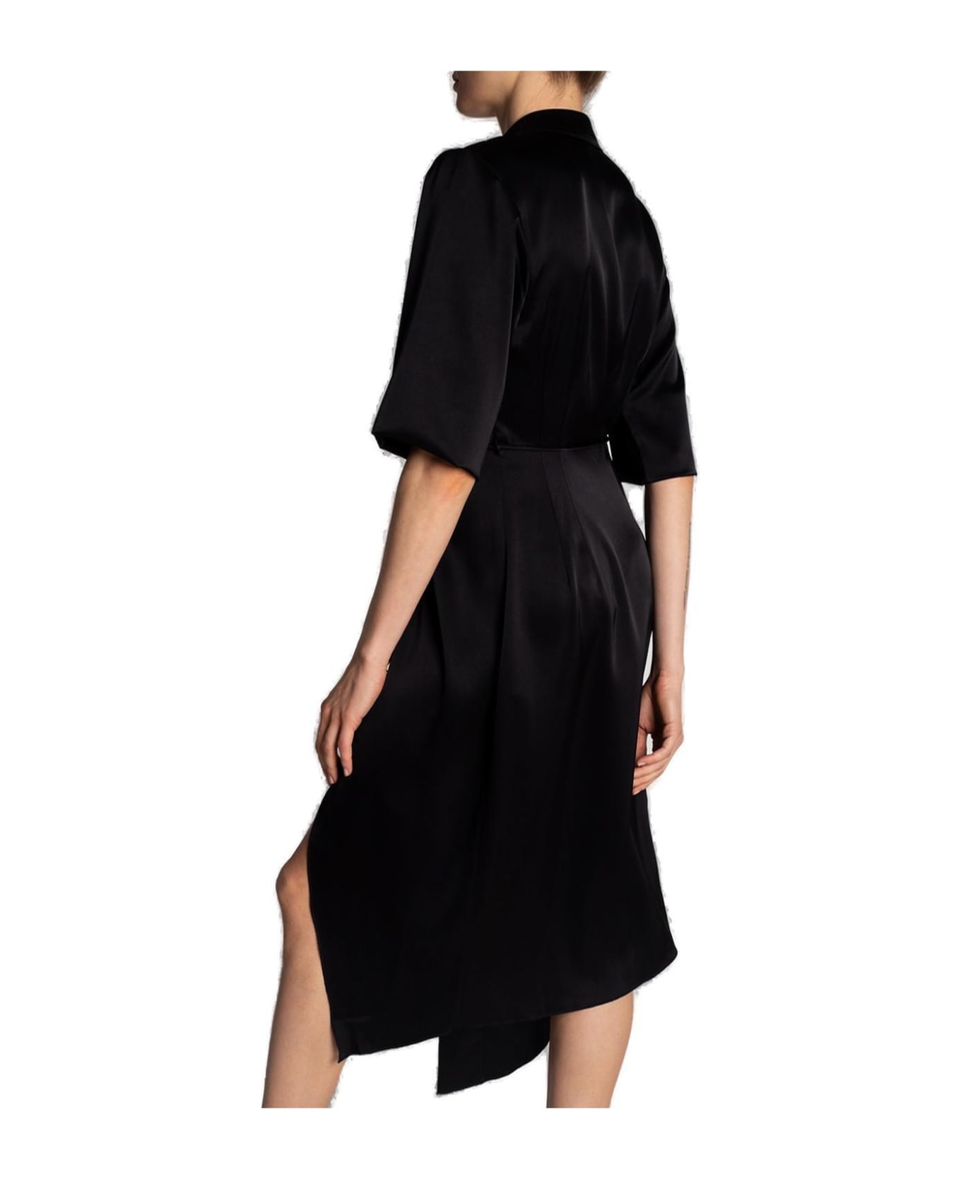 Nanushka Asymmetrical Wrapped Dress - Black ワンピース＆ドレス