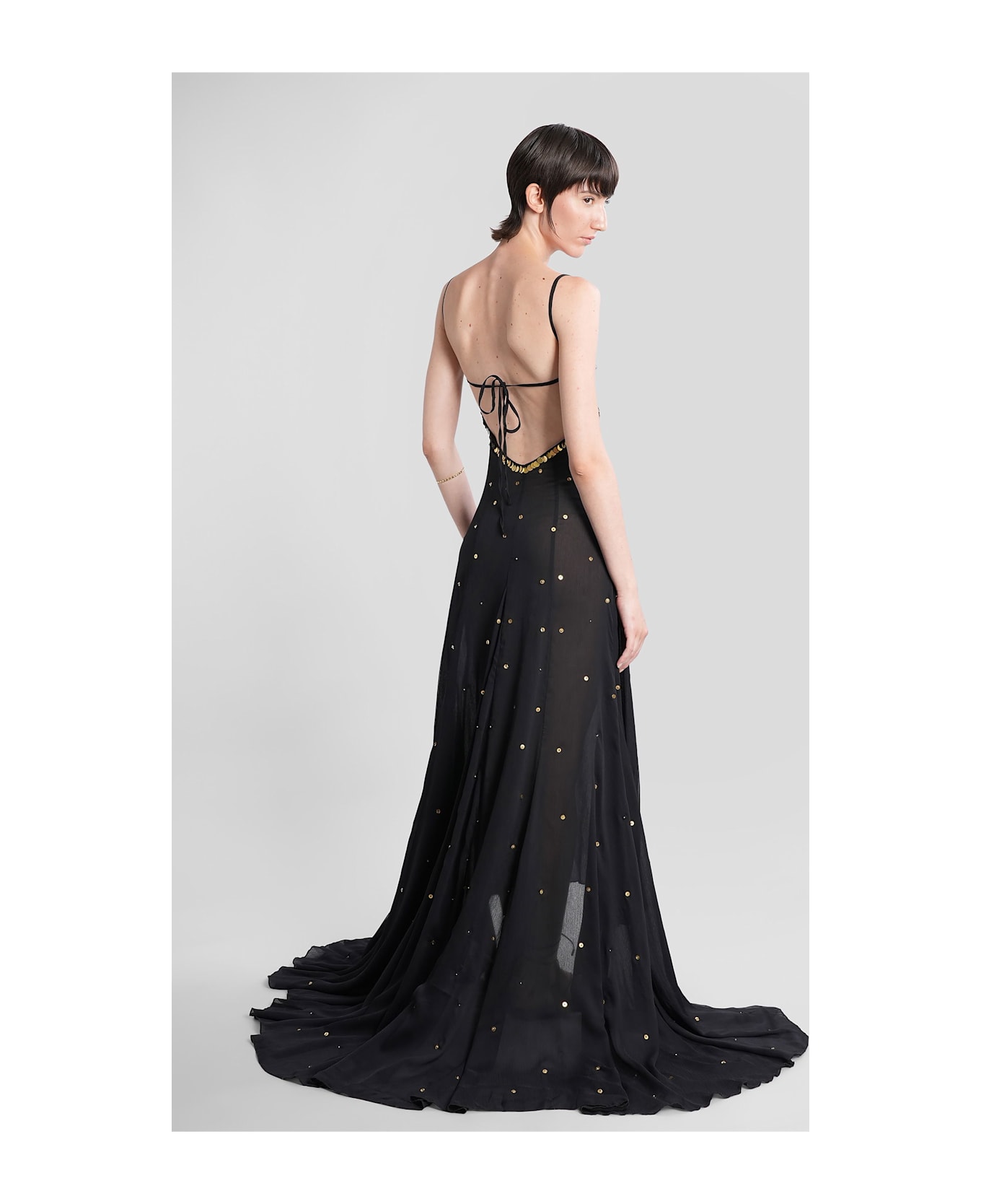 SIEDRES Vesina Long Dress In Black Polyester - black