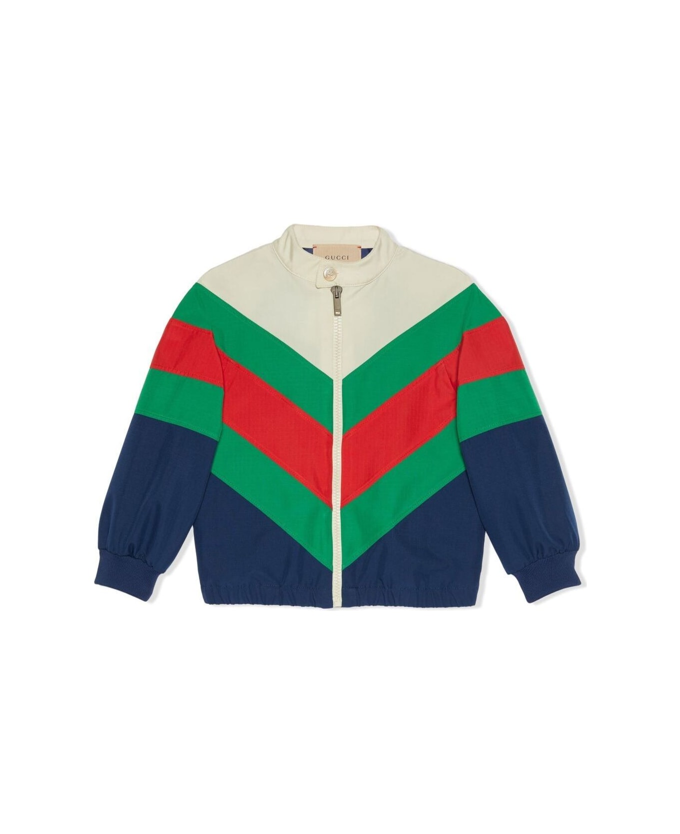 Gucci Colour Block Bomber Jacket In Polyester Girl - Multicolor