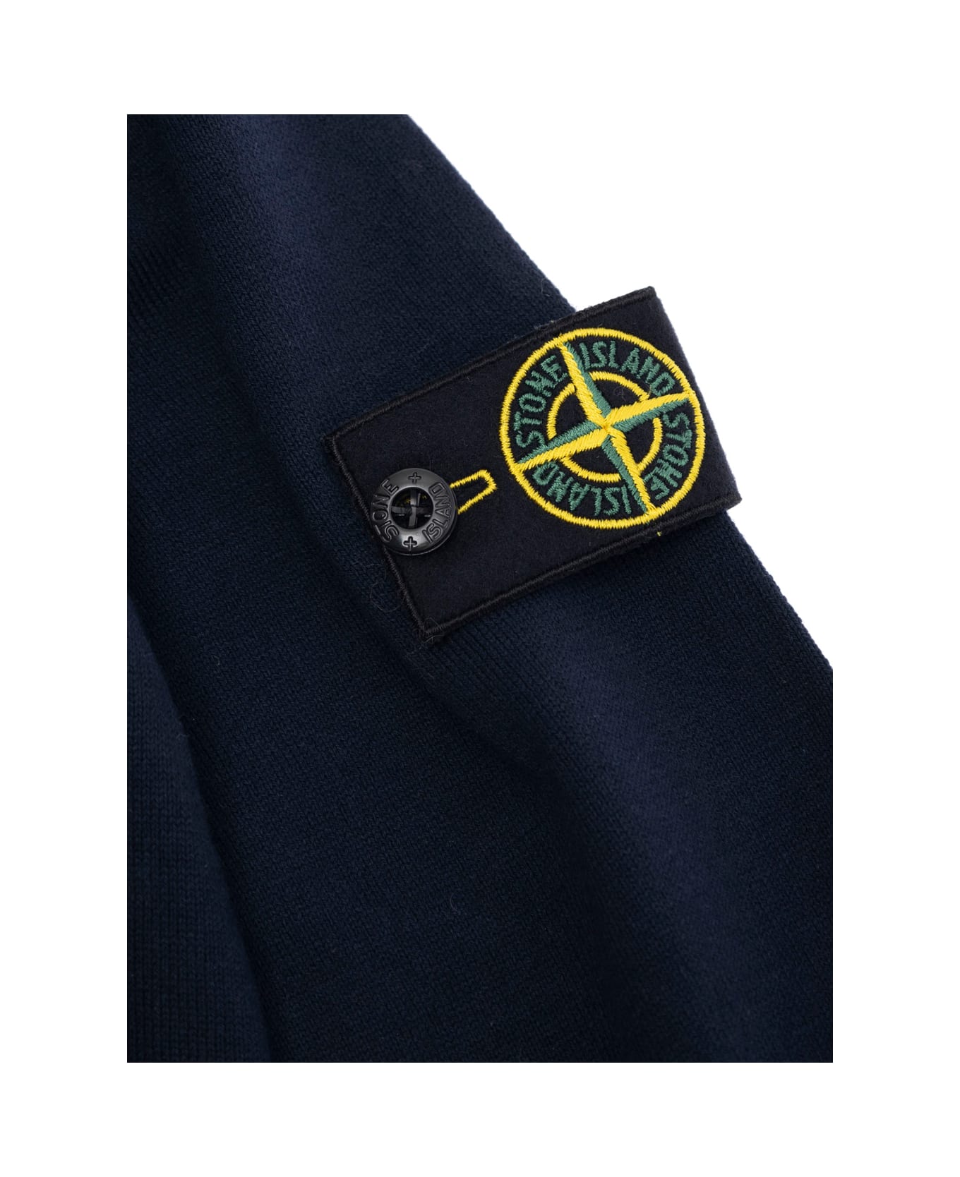 Stone Island Junior Blue T-shirt With Round Neck And Logo Patch On The Sleeve I Cotton Boy - Blu