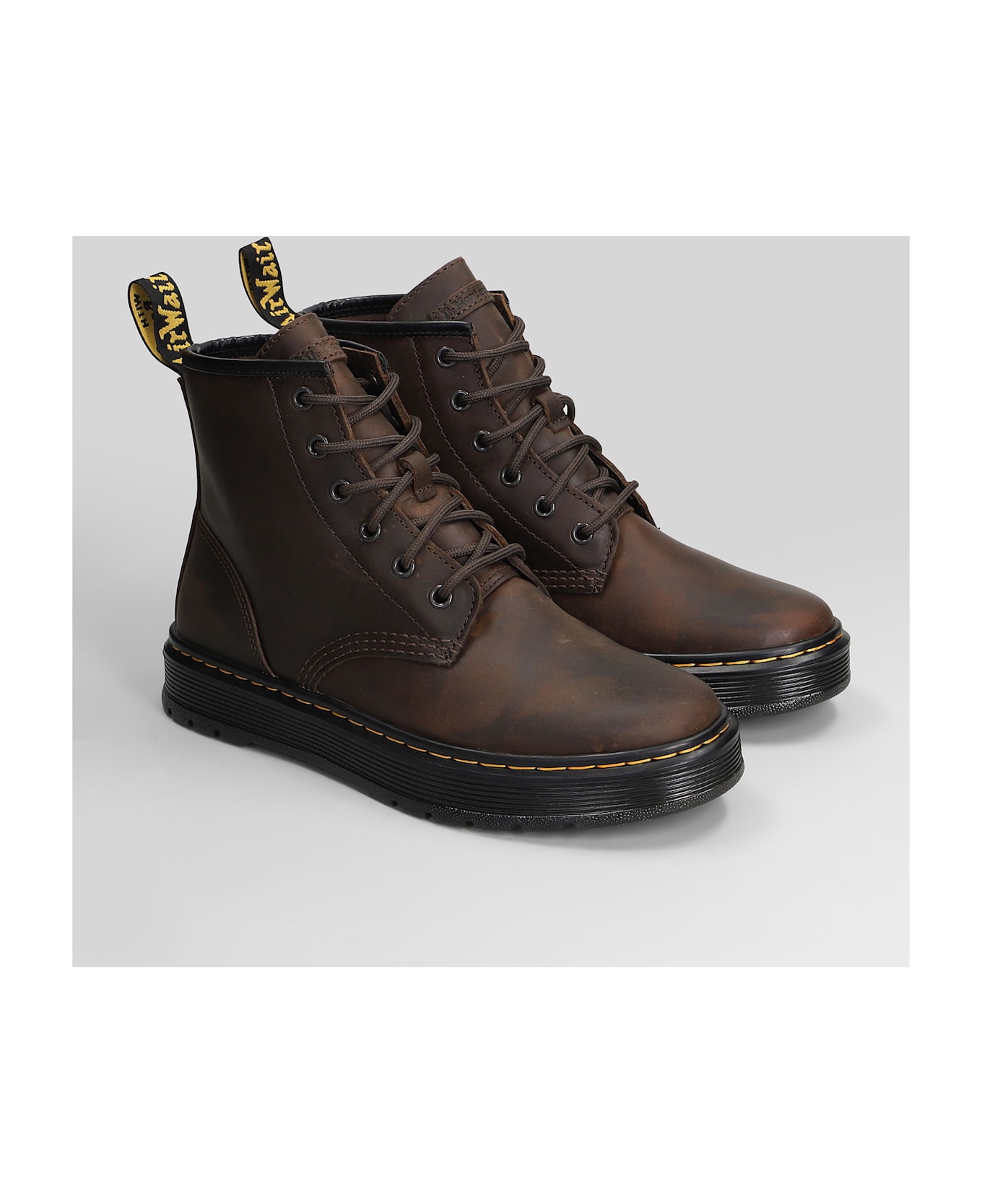 Dr. Martens Brookline Chukka Combat Boots In Brown Leather - brown