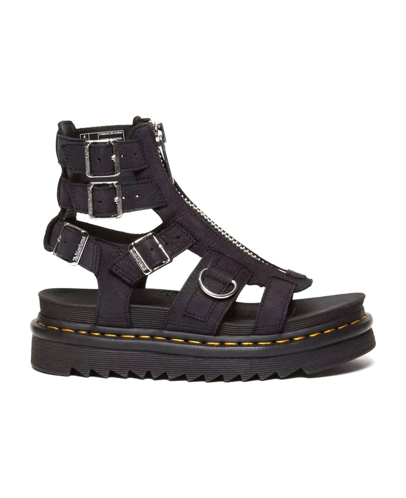 Dr. Martens Olson Sandals In Charcoal Grey Tumbled Nubuck - Black